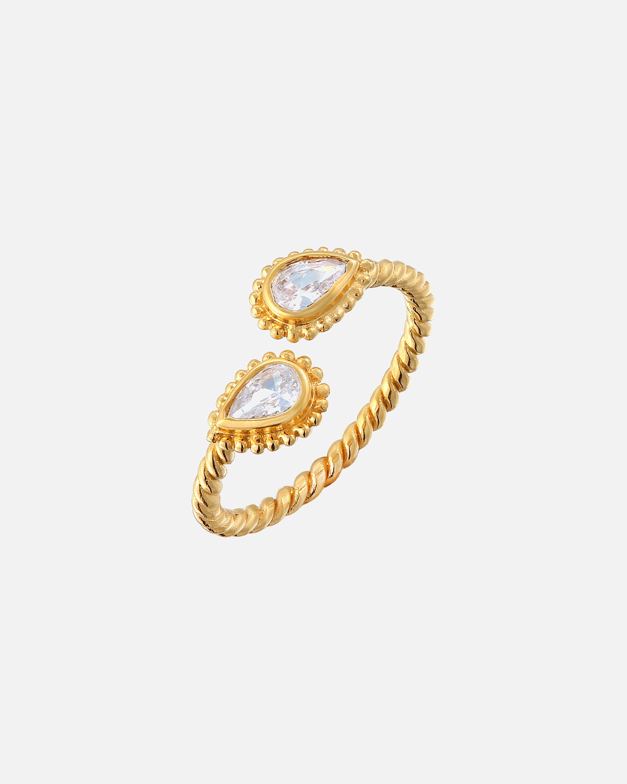 Ring für Weiblich Elli Zirkonia Tropfen Vintage Look 925 Silber vergoldet 54