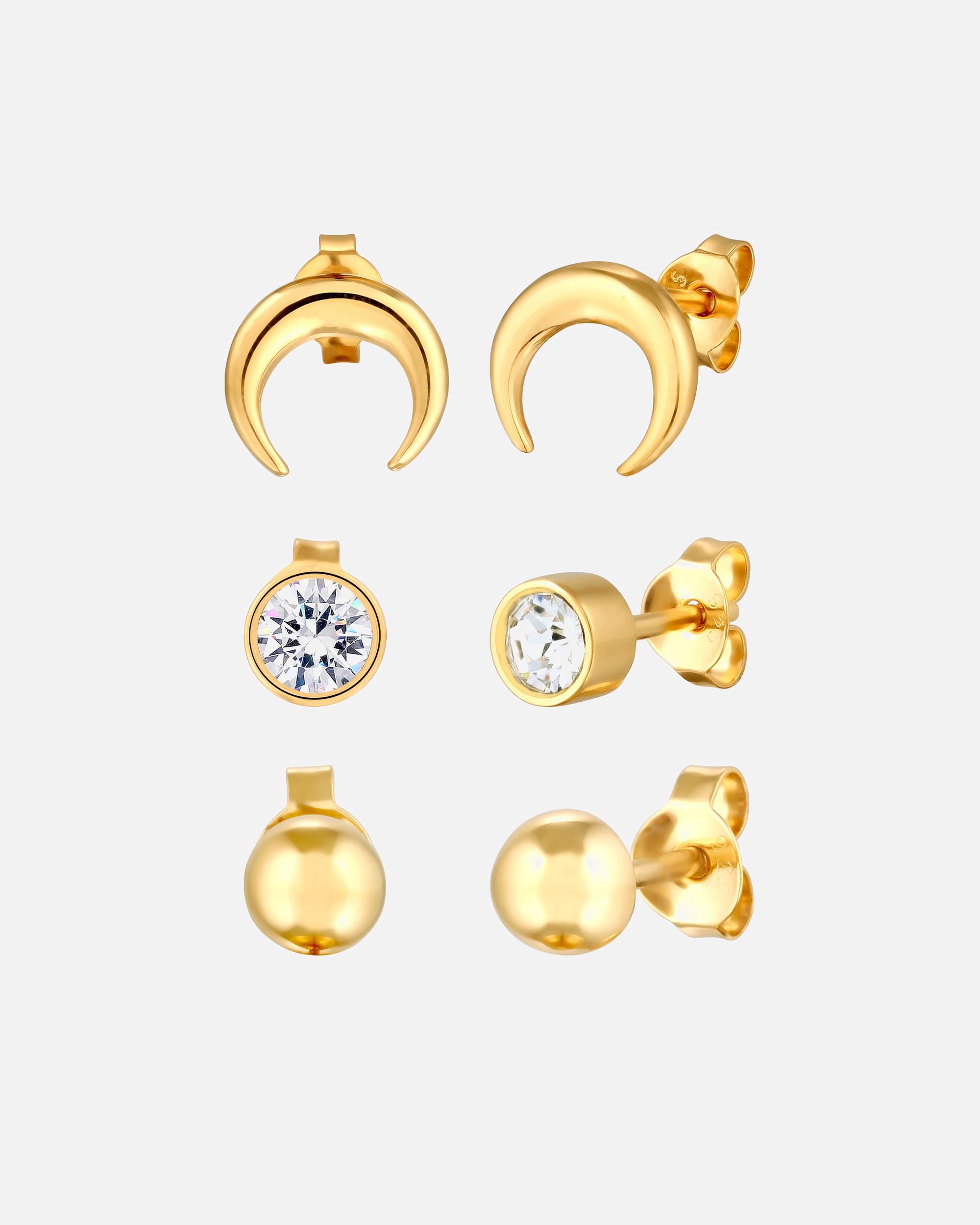 Ohrringe für Weiblich Elli Ohrstecker Set Halbmond Astro 925 Sterling Silber, mit Kristallen von Swarovski® goldfarben