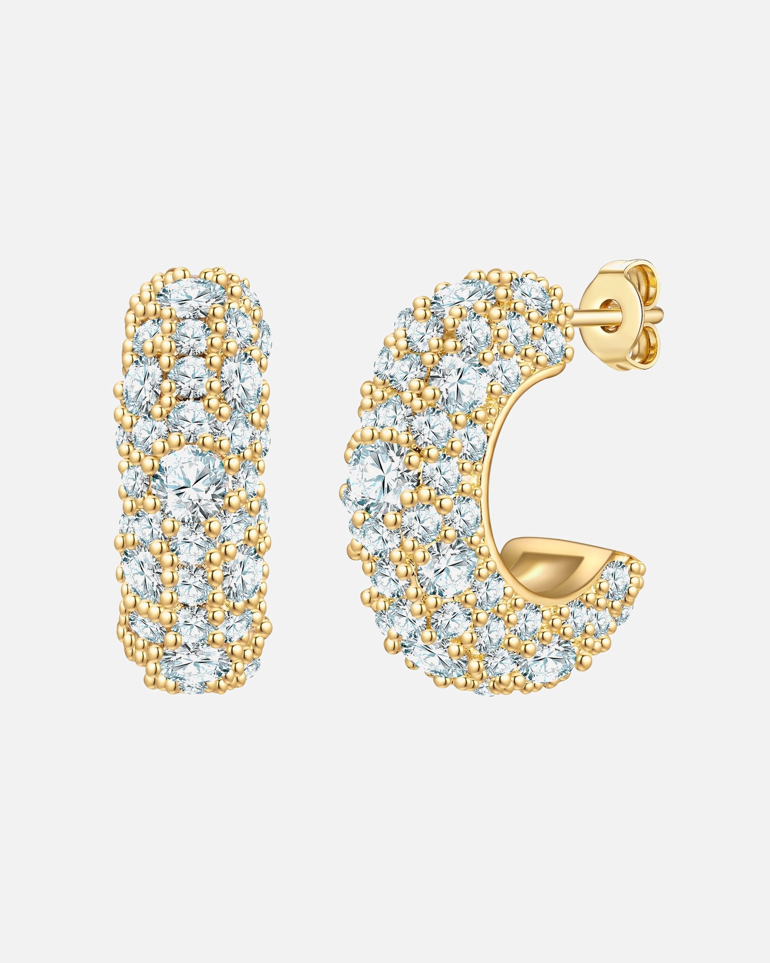 Creolen für Weiblich Yokoamii Creolen aus Messing in gelbgold mit Zirkonia 19,8 mm