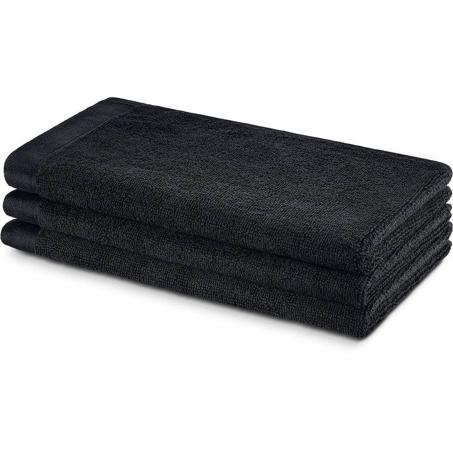 Herzbach Home Seiftuch Deep Black 3er-Set einfarbig 30x50 cm