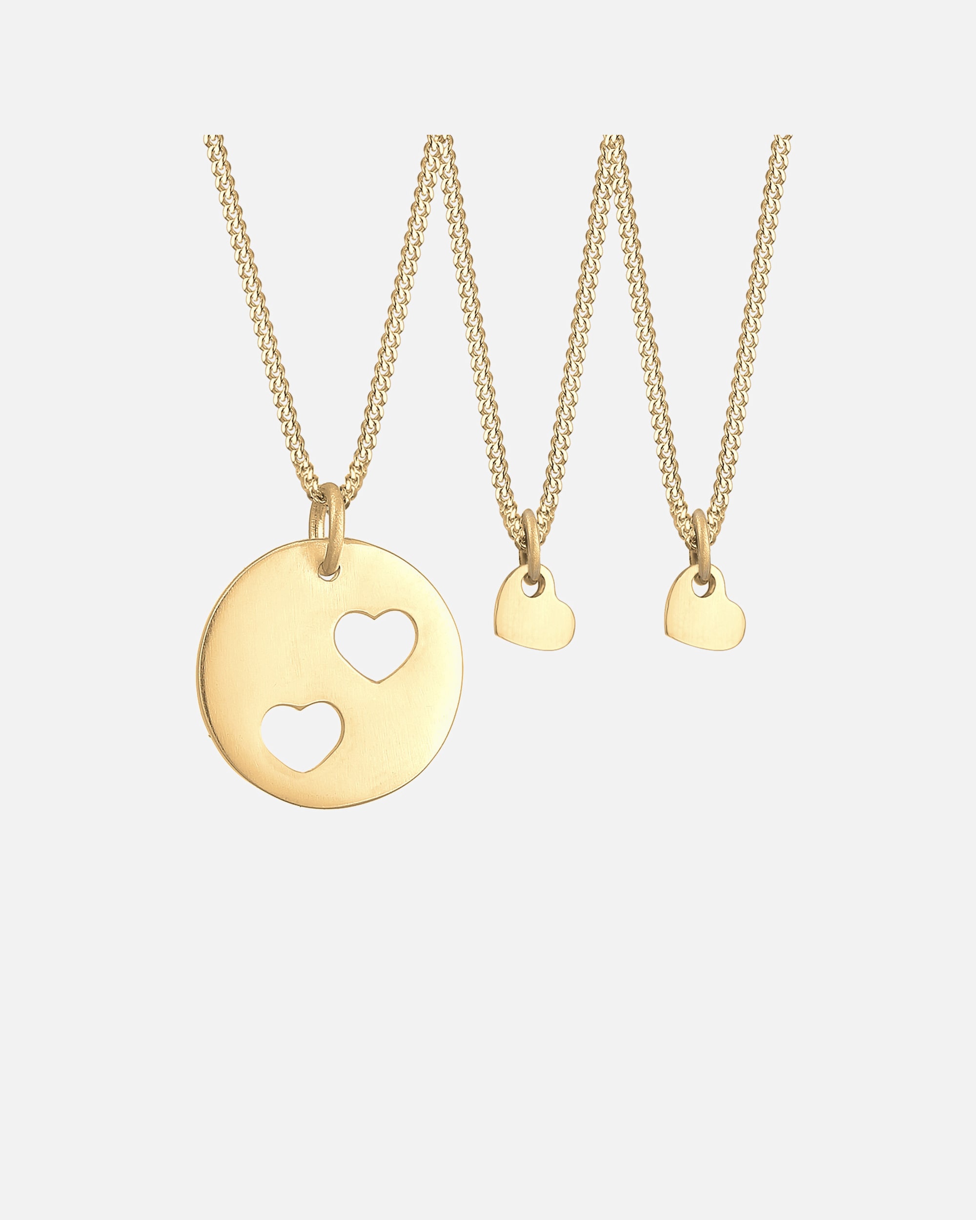 Schmuckset für Weiblich Elli Ketten Trio Herz Mutter Kind Cut Out 925er Silber goldfarben