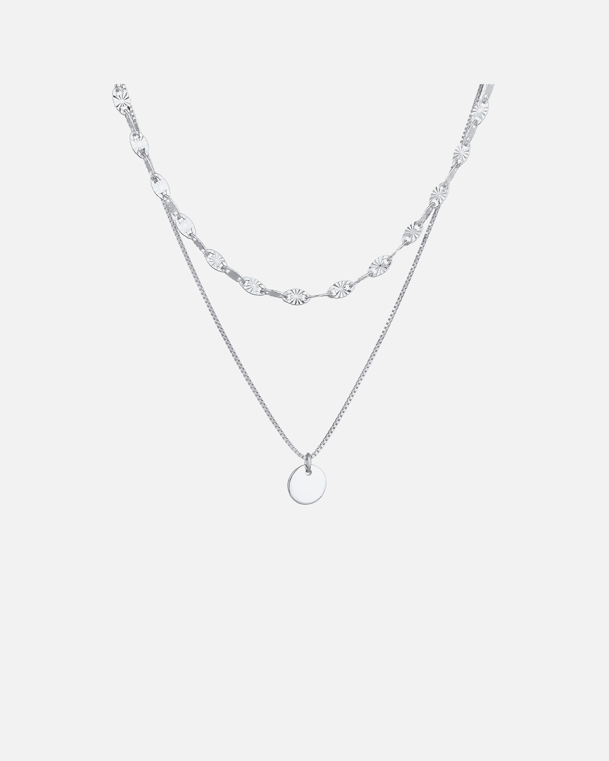 Halskette für Weiblich Elli PREMIUM Layer Panzer Plättchen Stern Vintage 925 Silber silberfarben