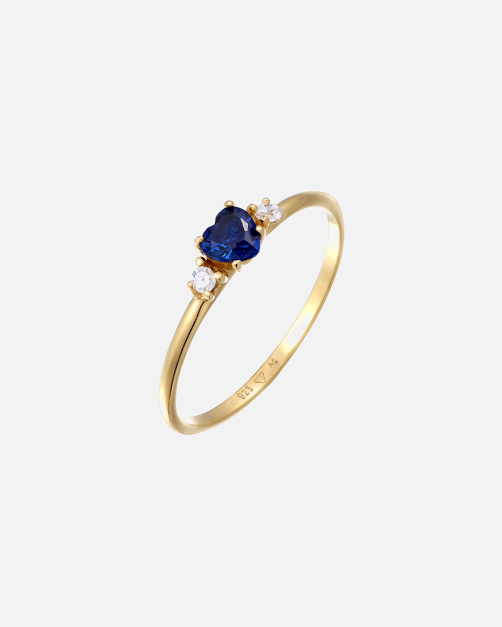 Ring für Weiblich Elli Herz Zirkonia Blau 925 Sterling Silber vergoldet 58