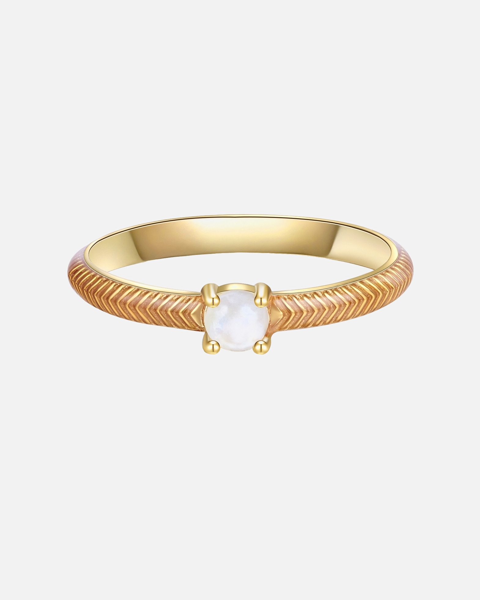Ring für Weiblich Glanzstücke München Ring Sterling Silber Mondstein in Gelbgold 50