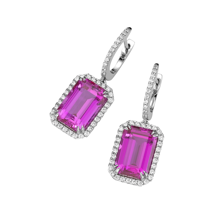 Giorgio Martello Milano Creolen mit Ziersteinen, Silber 925 Pink Violett