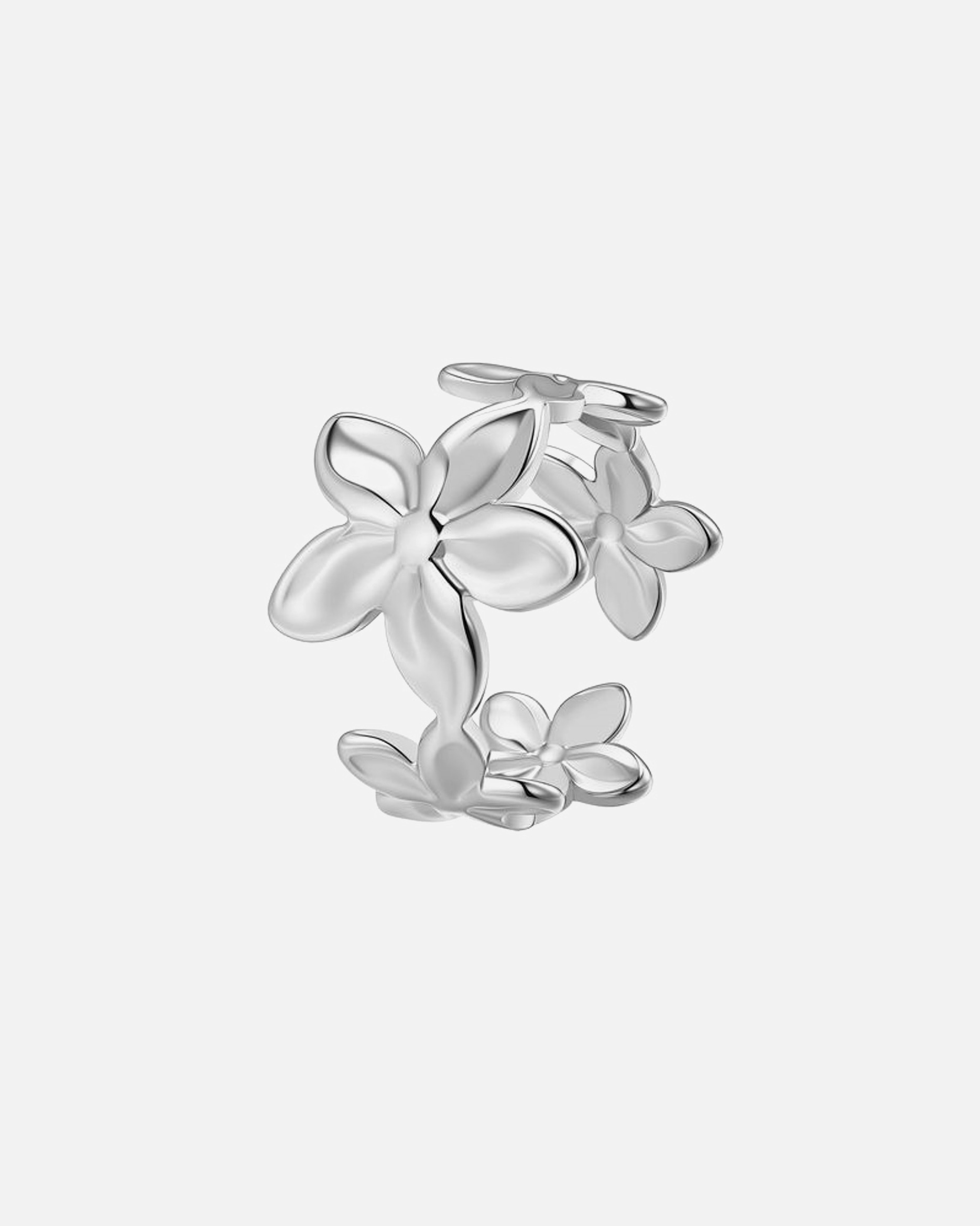 Ring für Weiblich Hey Happiness Default Brand Line Blüten Open Ring – Edelstahl Statement Ring Silber