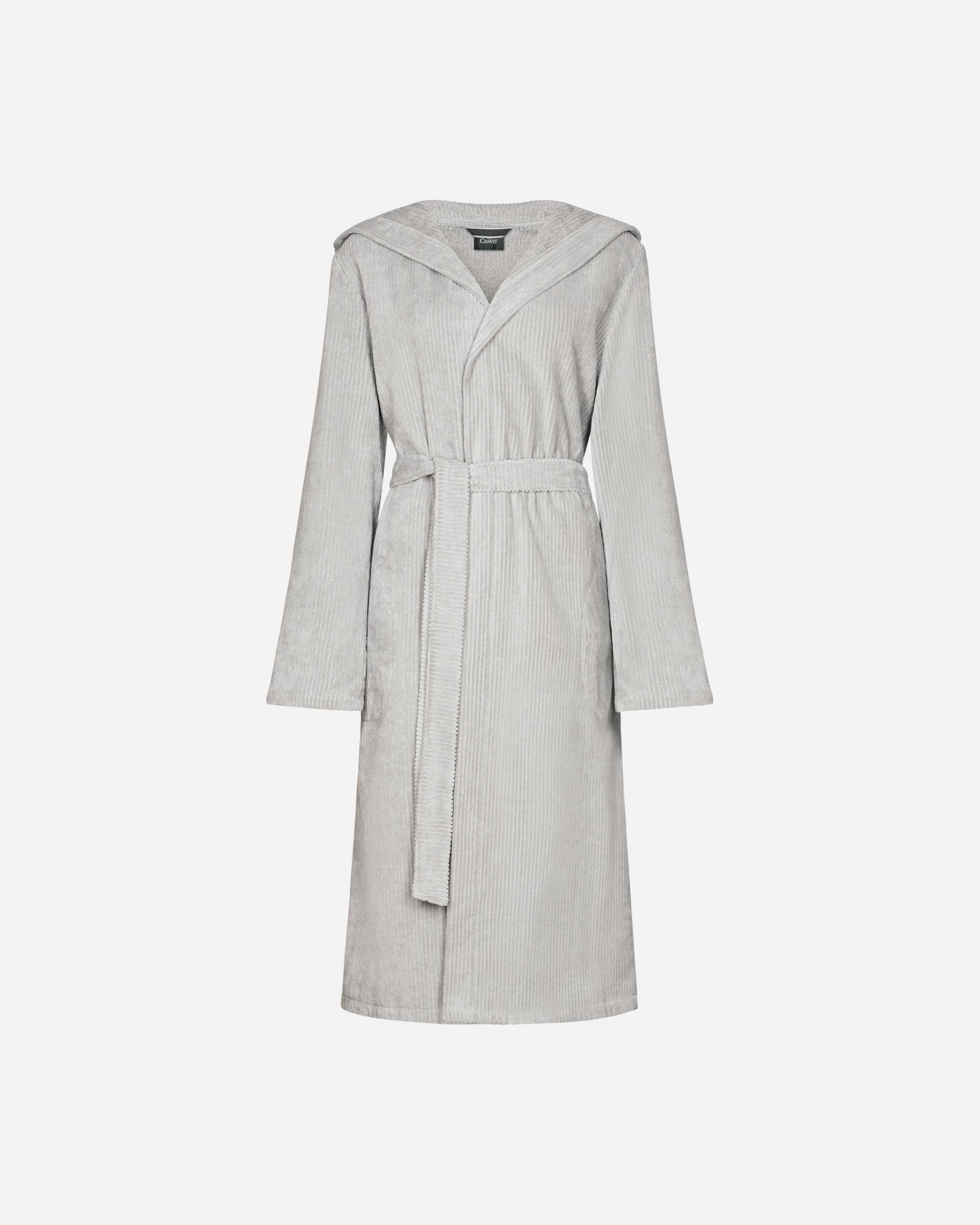 Bademantel für Unisex Cawö Cawö Bademäntel Damen Kapuze Cord-Optik 6140 silber - 713 XL