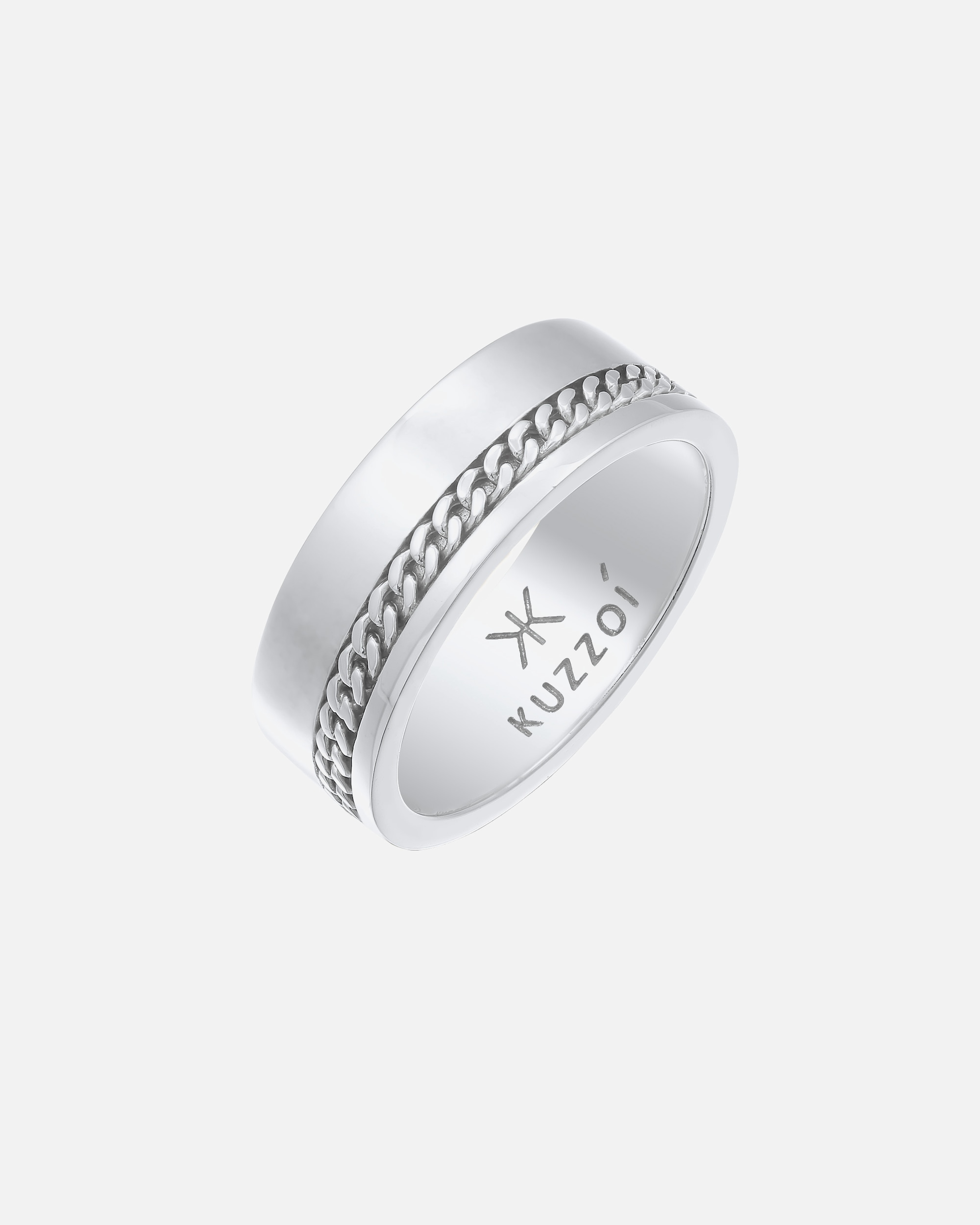 Ring für Männlich KUZZOI Herren Bandring Chunky Chain 925 Silber 64