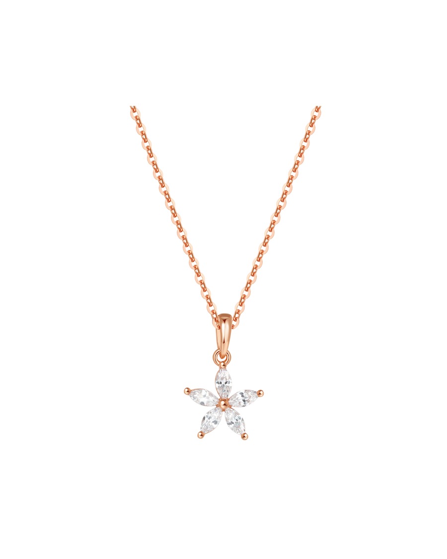Hey Happiness Zierliche Kette mit Blume-Anhänger, 925er Sterlingsilber Rosegold Damen