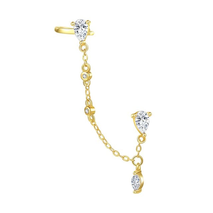 Hey Happiness Radiant Doppel Ohrstecker aus 925er Sterlingsilber Gold Hellbraun Damen