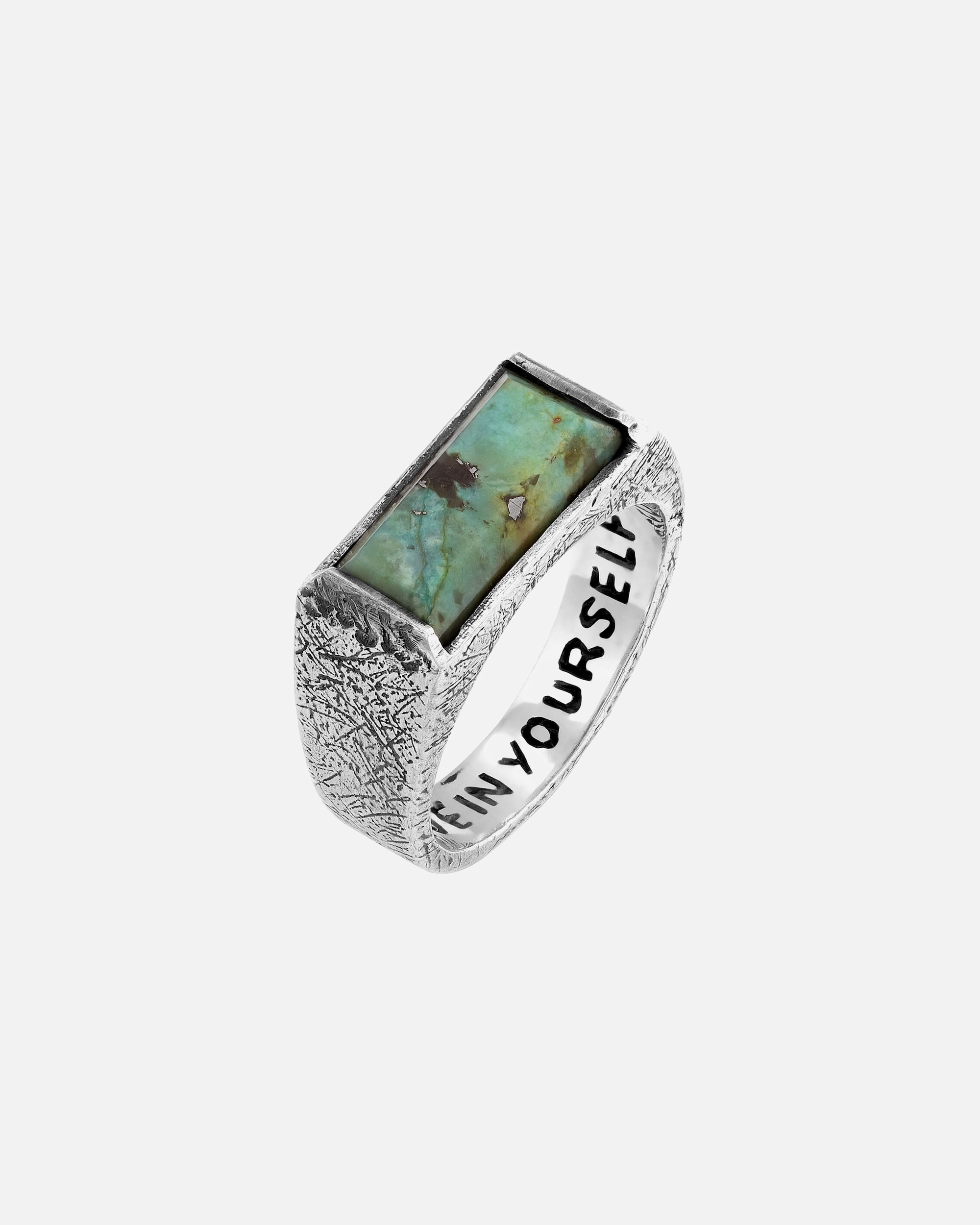 Ring für Männlich Haze & Glory Default Brand Line Siegelring Afrikanischer Türkis 925 Sterling Silber - Bold Bar 60