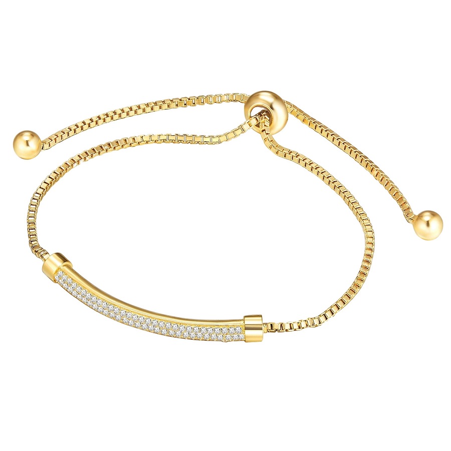 Lulu & Jane Armband Messing Zirkonia in Gelbgold 28,6 cm Damen