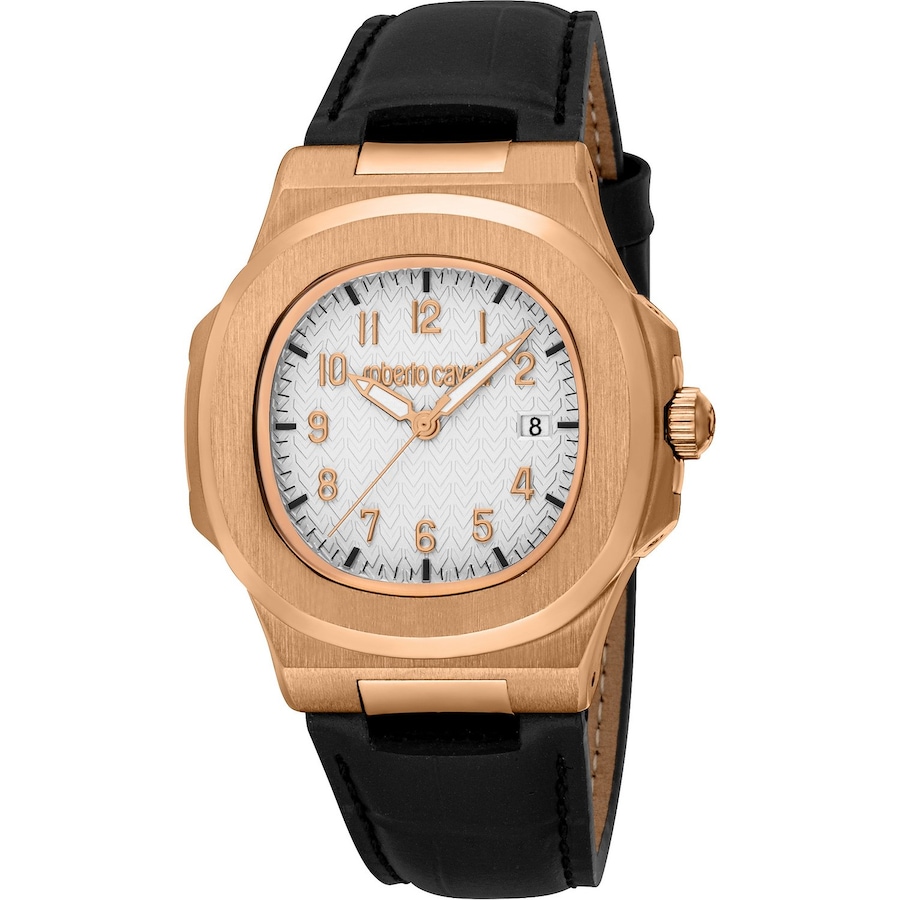 Roberto Cavalli Herrenuhr Edelstahl roségold, weiß Herren
