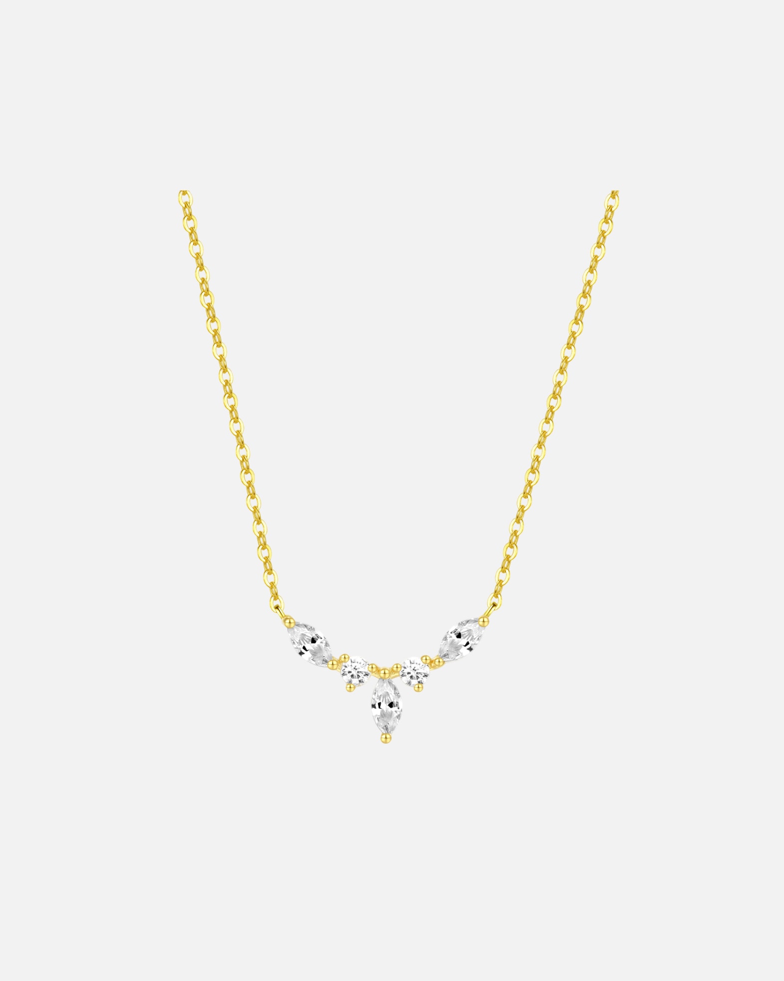 Halskette für Weiblich Hey Happiness Default Brand Line Kette mit Edelsteine Krone 925 Sterlingsilber Gold