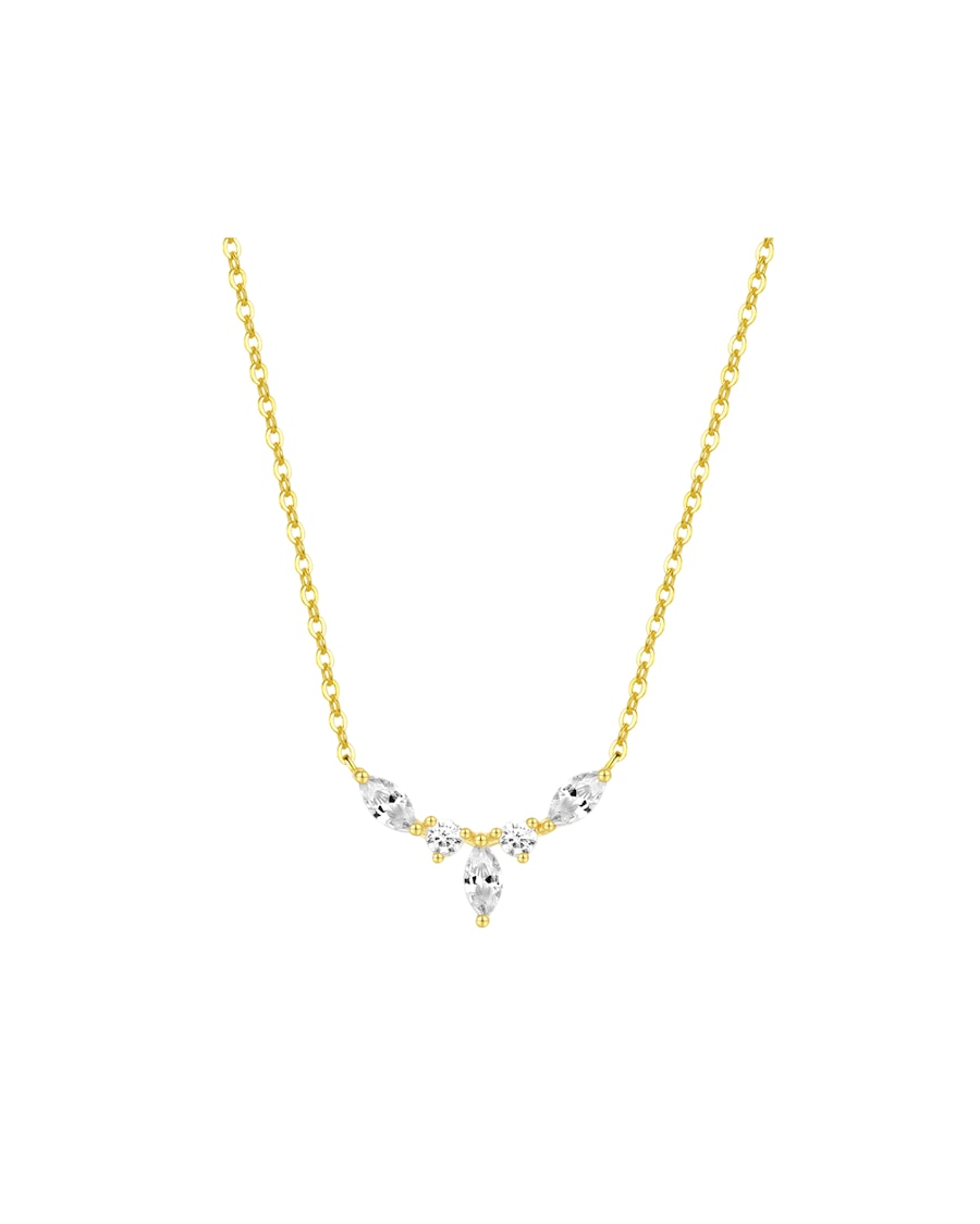 Hey Happiness Kette mit Edelsteine Krone 925 Sterlingsilber Gold Damen