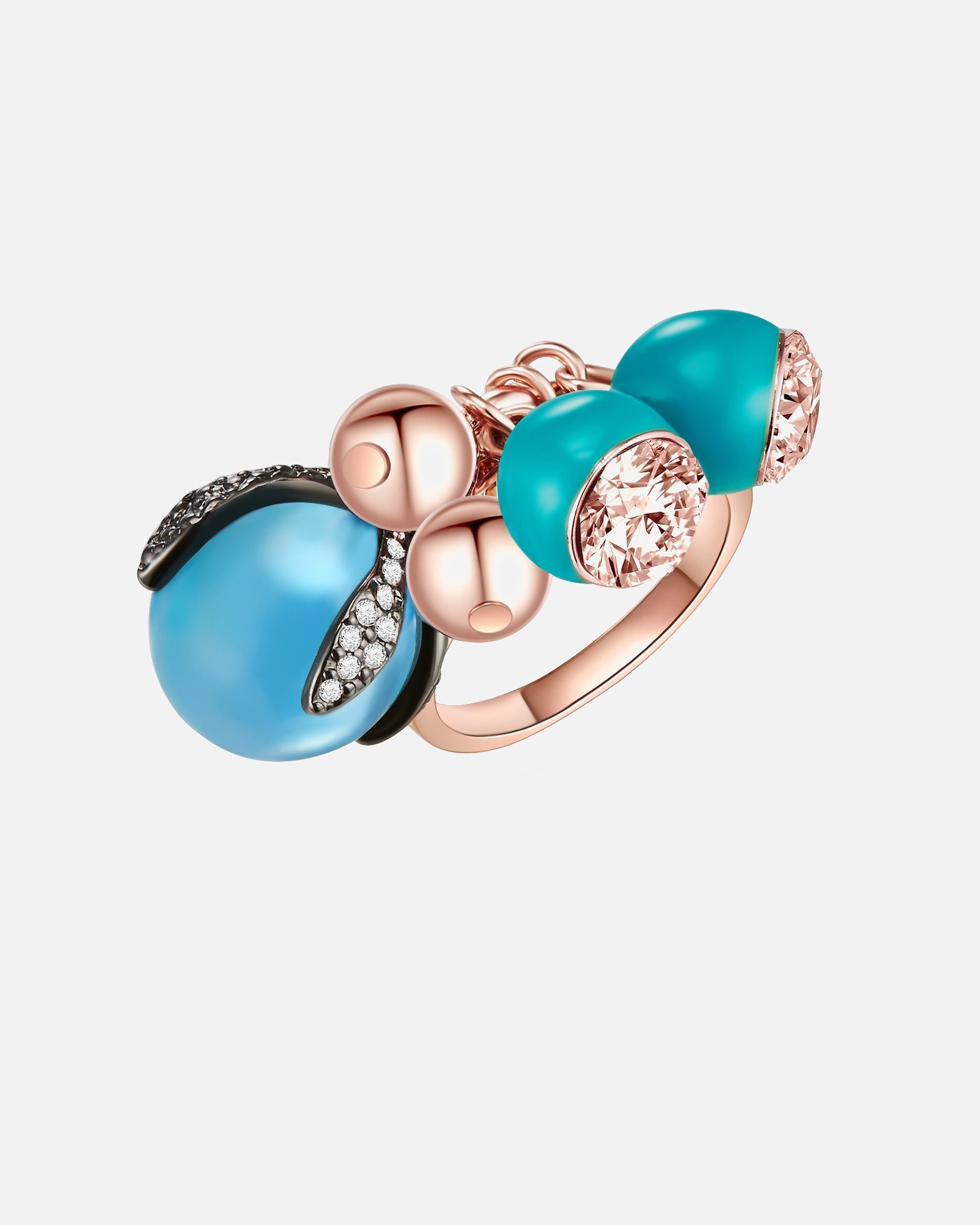 Ring für Weiblich Lulu & Jane Ring Metall-Legierung verziert mit Kristallen von Swarovski® in Roségold 52