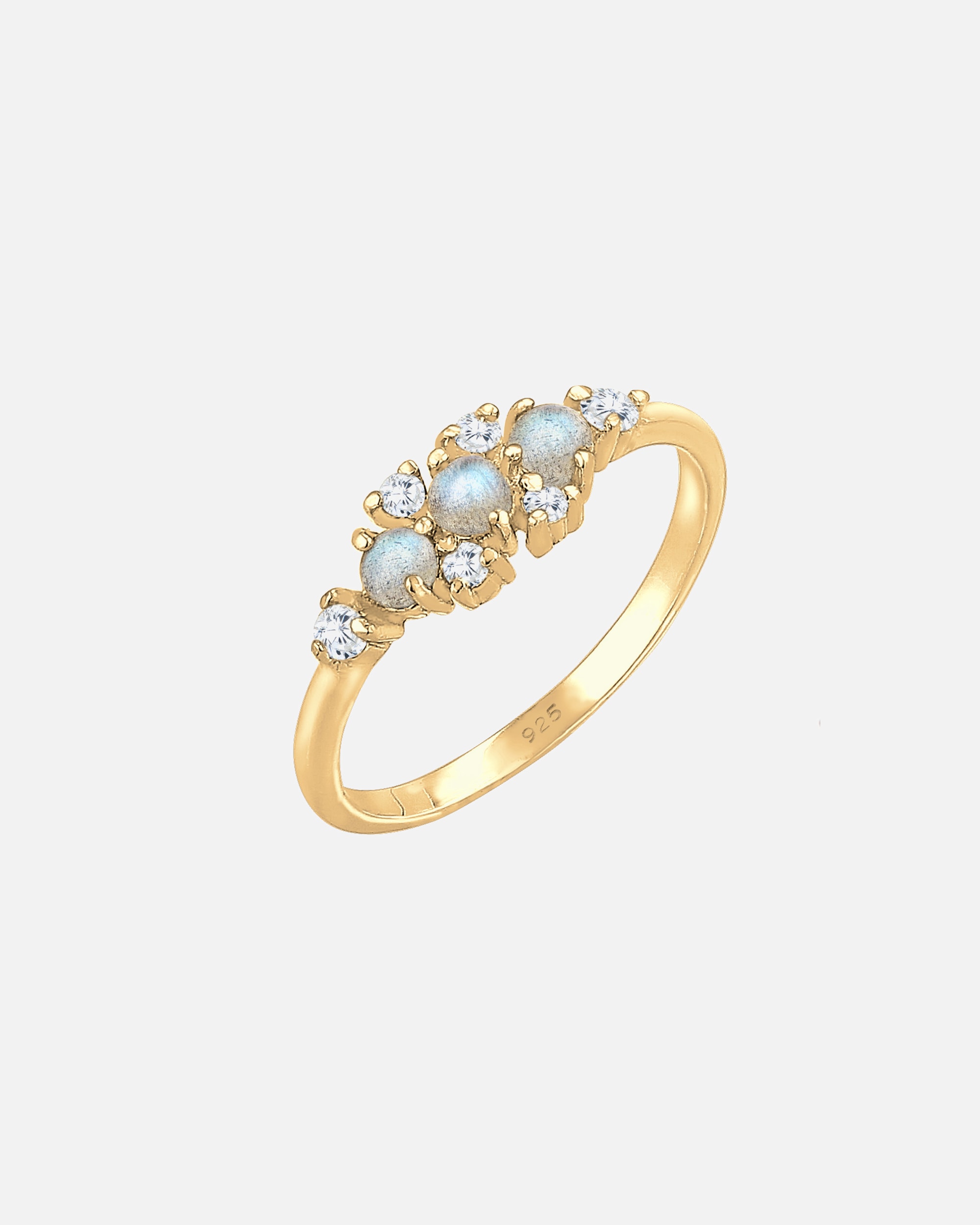 Ring für Weiblich Elli Bandring Labradorit Edelstein Zirkonia 925 Silber 54