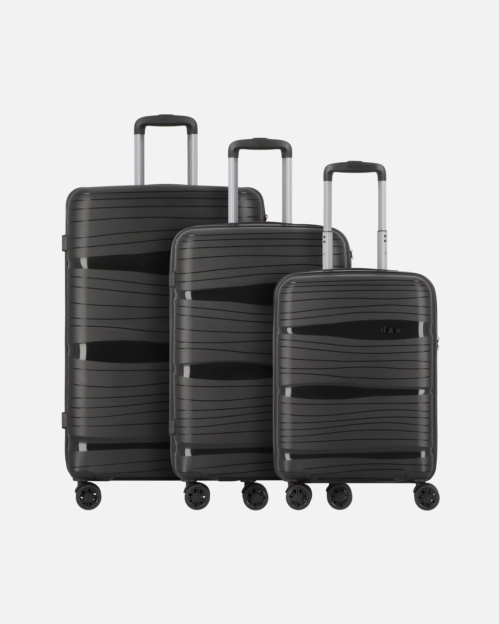 Koffer für Männlich d & n Travel Line 4300 4 Rollen Kofferset 3-teilig schwarz