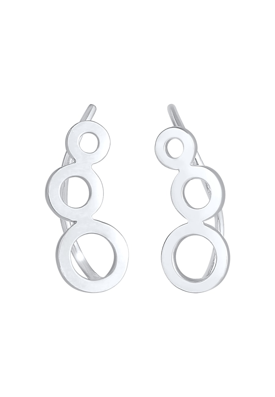 Elli Kolczyki Ear Climber Rund Kreis Look 925 Silber Srebro Damen