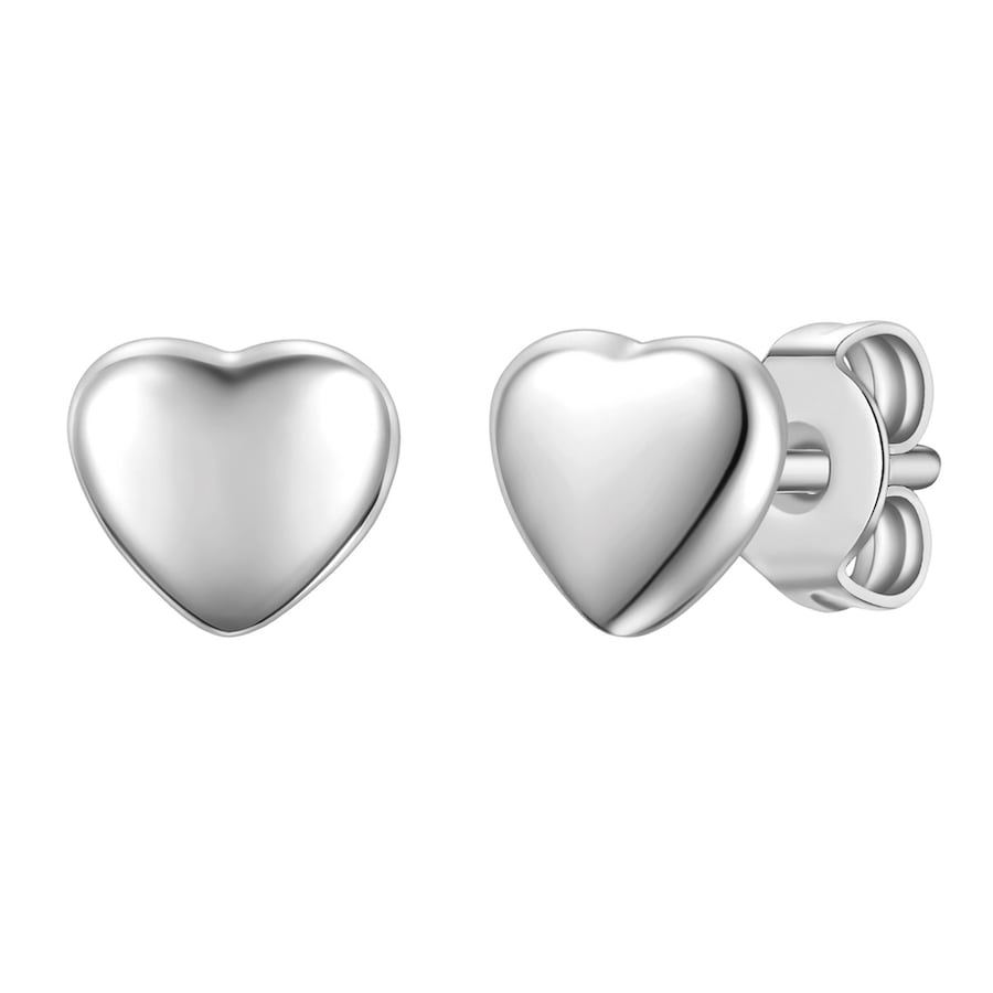 Lulu & Jane Ohrstecker Herz aus Messing in silber 6,9 mm Damen