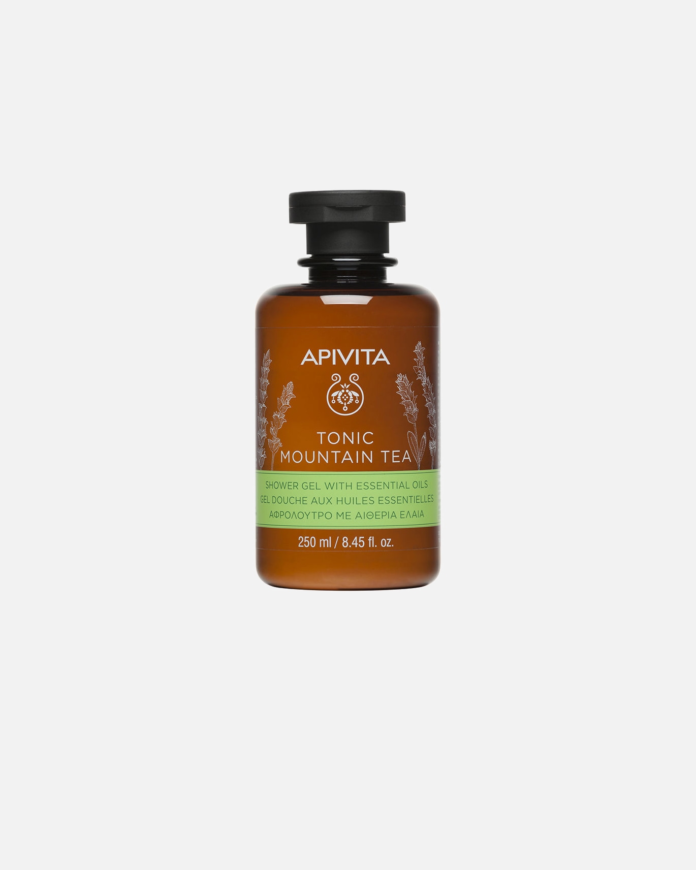 Duschgel für Unisex Apivita TONIC MOUNTAIN TEA Badegel mit Bergtee, Propolis und ätherischen Ölen 250 ml