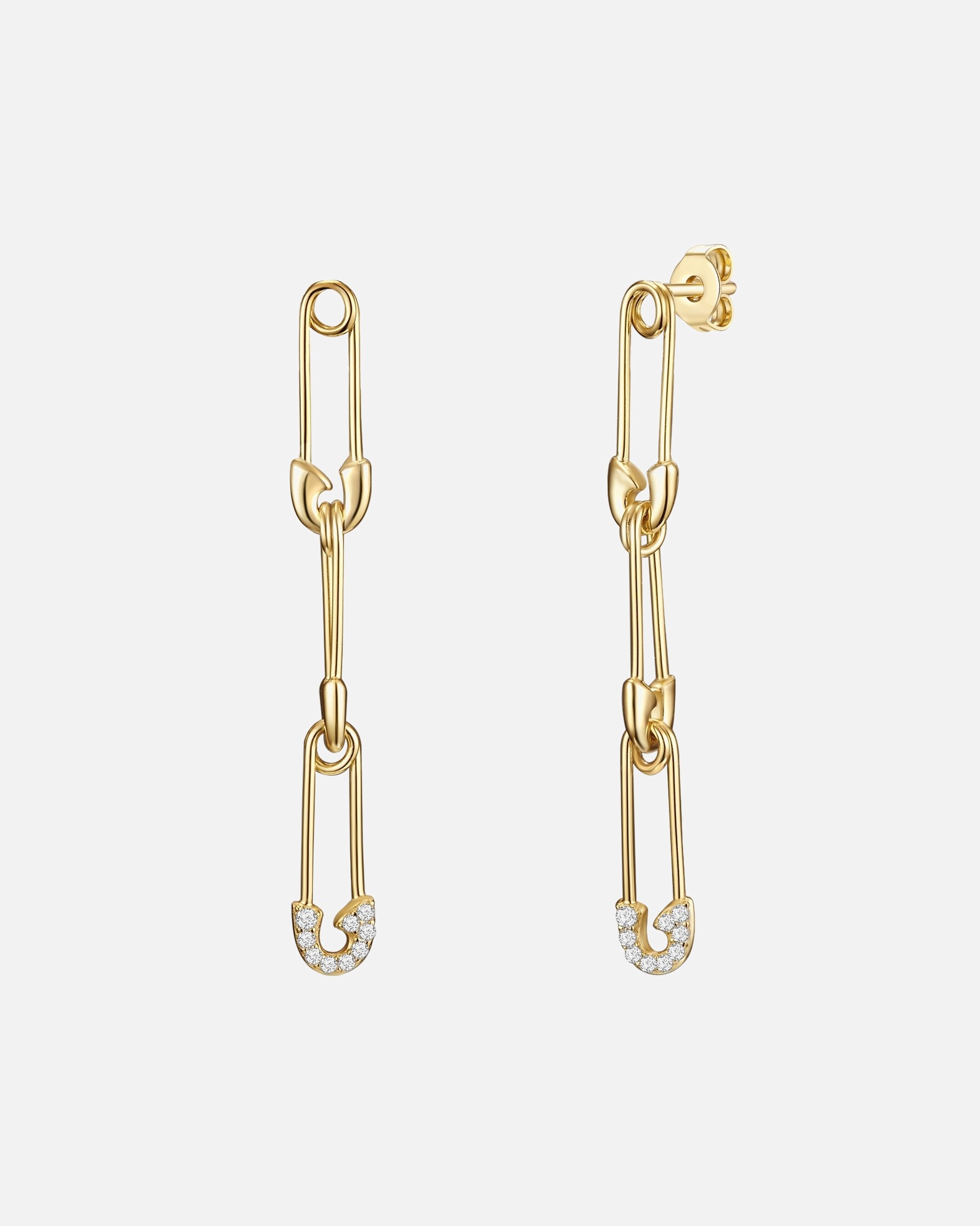 Ohrringe für Weiblich Glanzstücke München Ohrhänger Sicherheitsnadel Sterling Silber Zirkonia in Gelbgold 51,3 mm