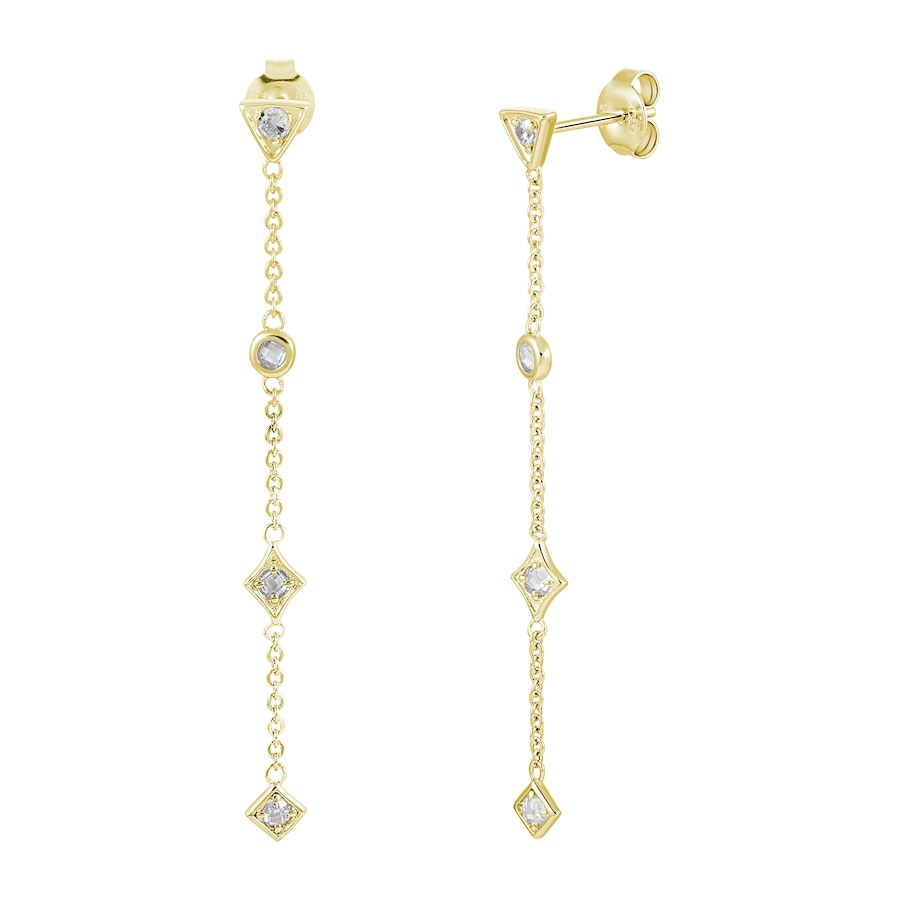 caï Ohrringe 925/- Sterling Silber Zirkonia gelb vergoldet Weiss Damen