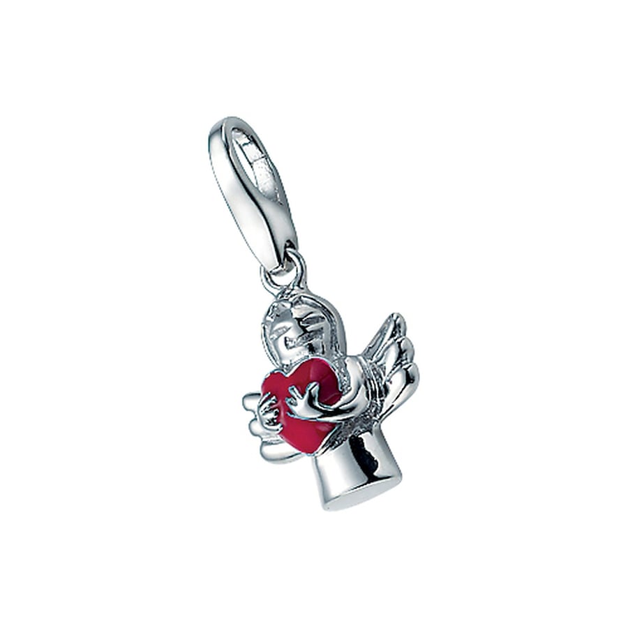 Giorgio Martello Milano Charm Engel mit rotem Herz, Silber 925 Onesize Damen