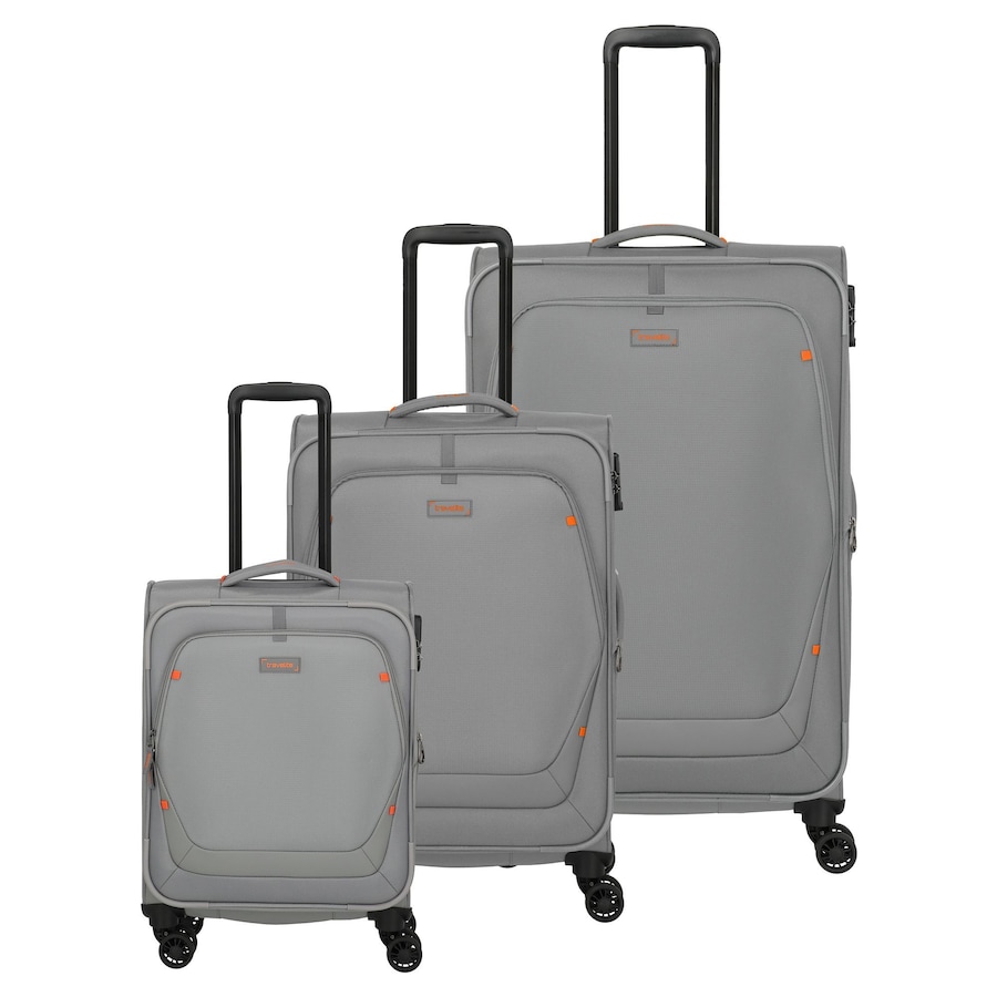 Travelite Umbria 4 Rollen Kofferset 3-teilig mit Dehnfalte Grau Herren
