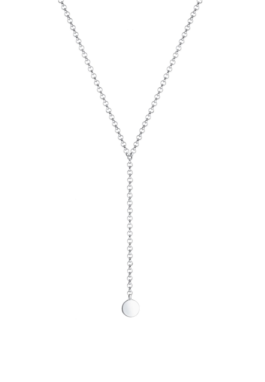 Elli Choker Y-Kette Kreis Plättchen Geo 925 Silber 36 Damen