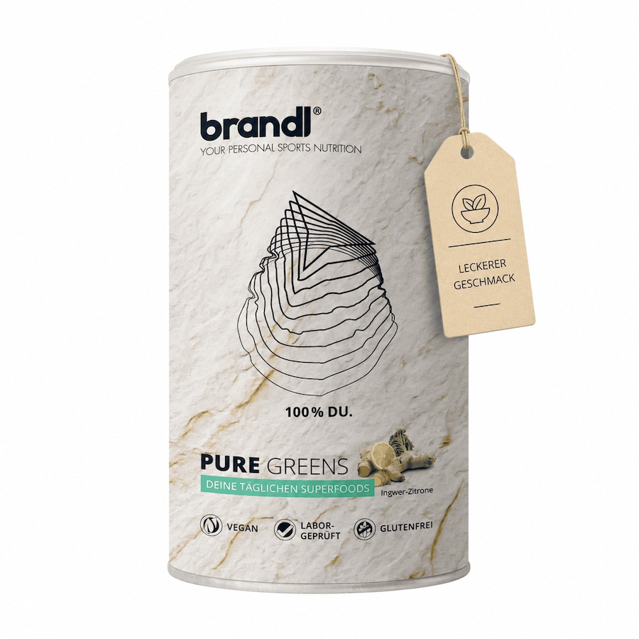 Brandl Nutrition Superfood Greens Pulver mit Ashwagandha, Spirulina-Pulver, Ingwer, Brokkolisprossen uvm. 300 g