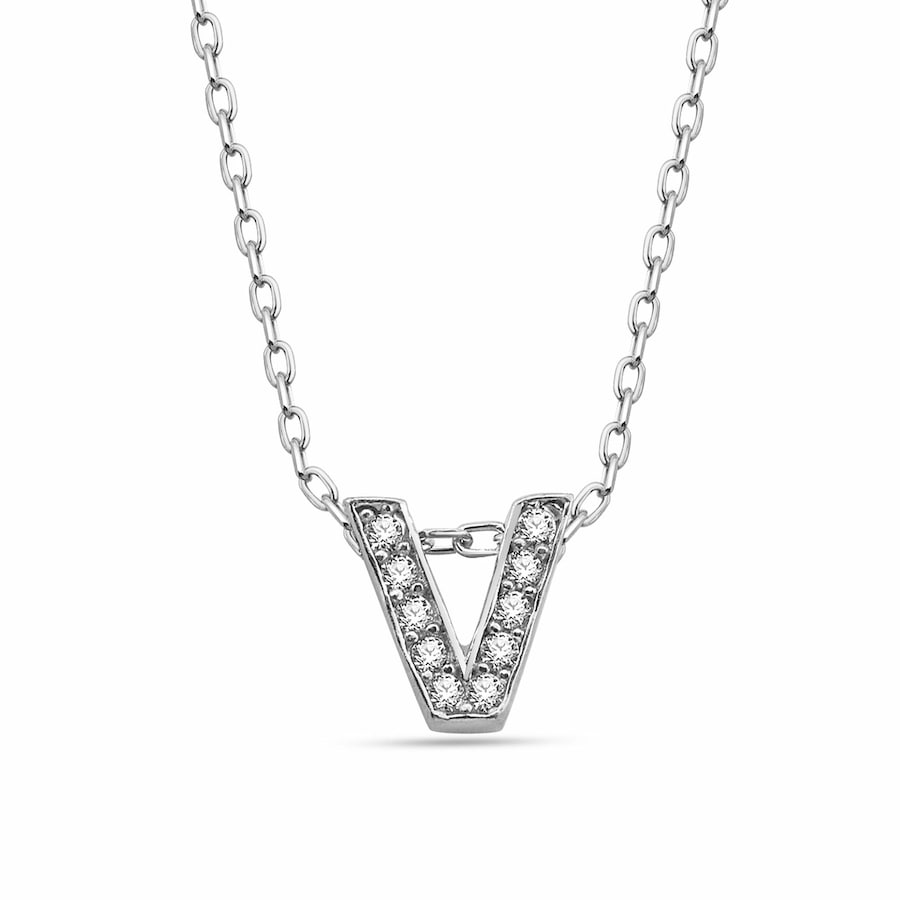 dKeniz Anhänger mit Kette 925/- Sterling Silber Zirkonia bunt 40cm+3cm Weiss Damen