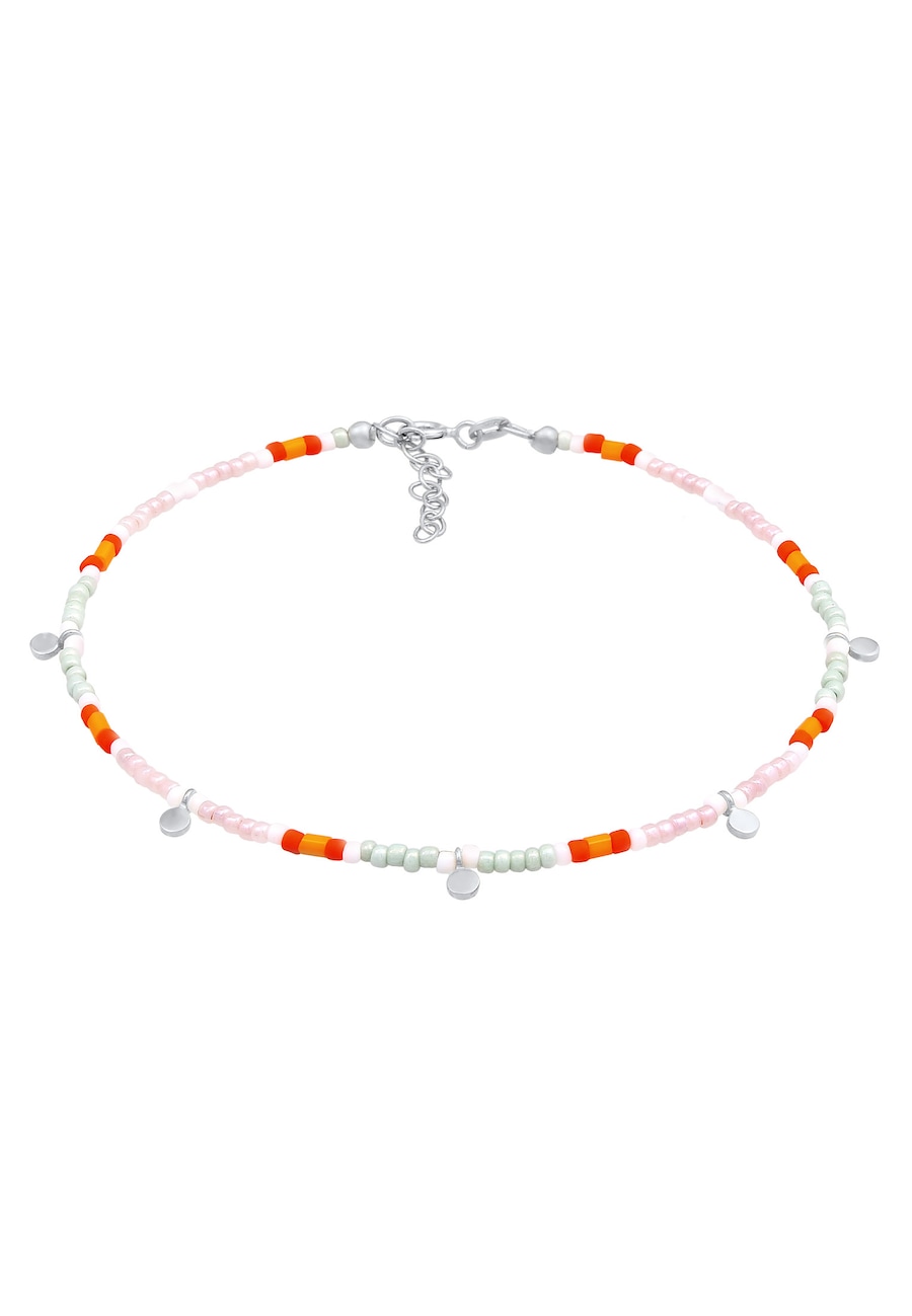 Elli Fußschmuck Plättchen Glas Beads Bunt 925 Silber 22 Damen