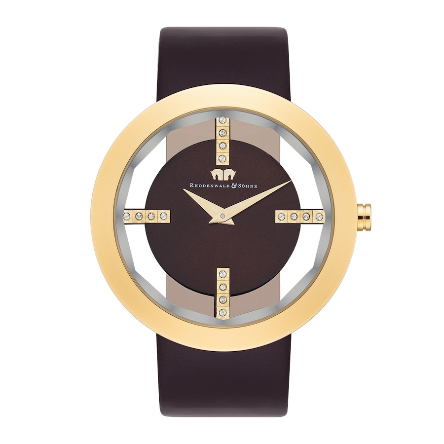 Rhodenwald & Söhne Armband-Uhr Lucrezia aus Echtleder in Dunkelbraun 42,0 mm Damen