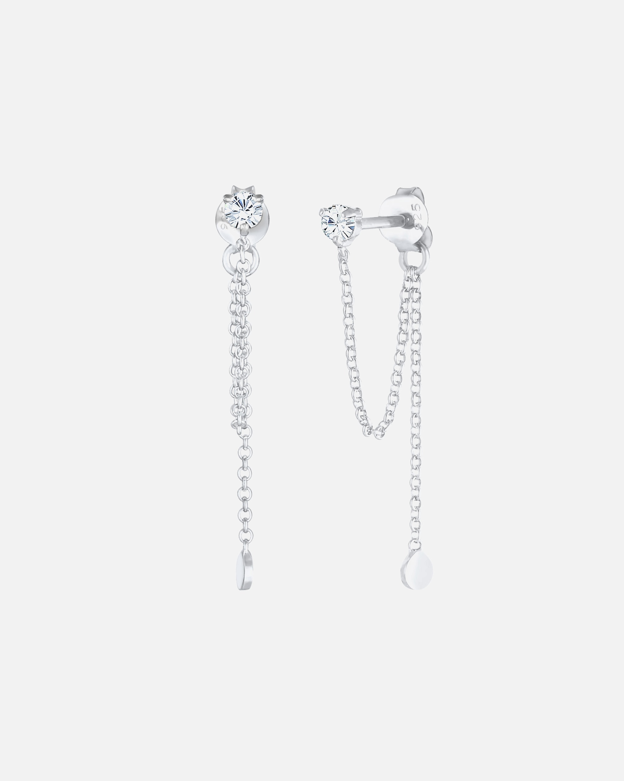 Ohrringe für Weiblich Elli Stecker Kette Rund 925 Sterling Silber, mit Kristallen von Swarovski® silberfarben