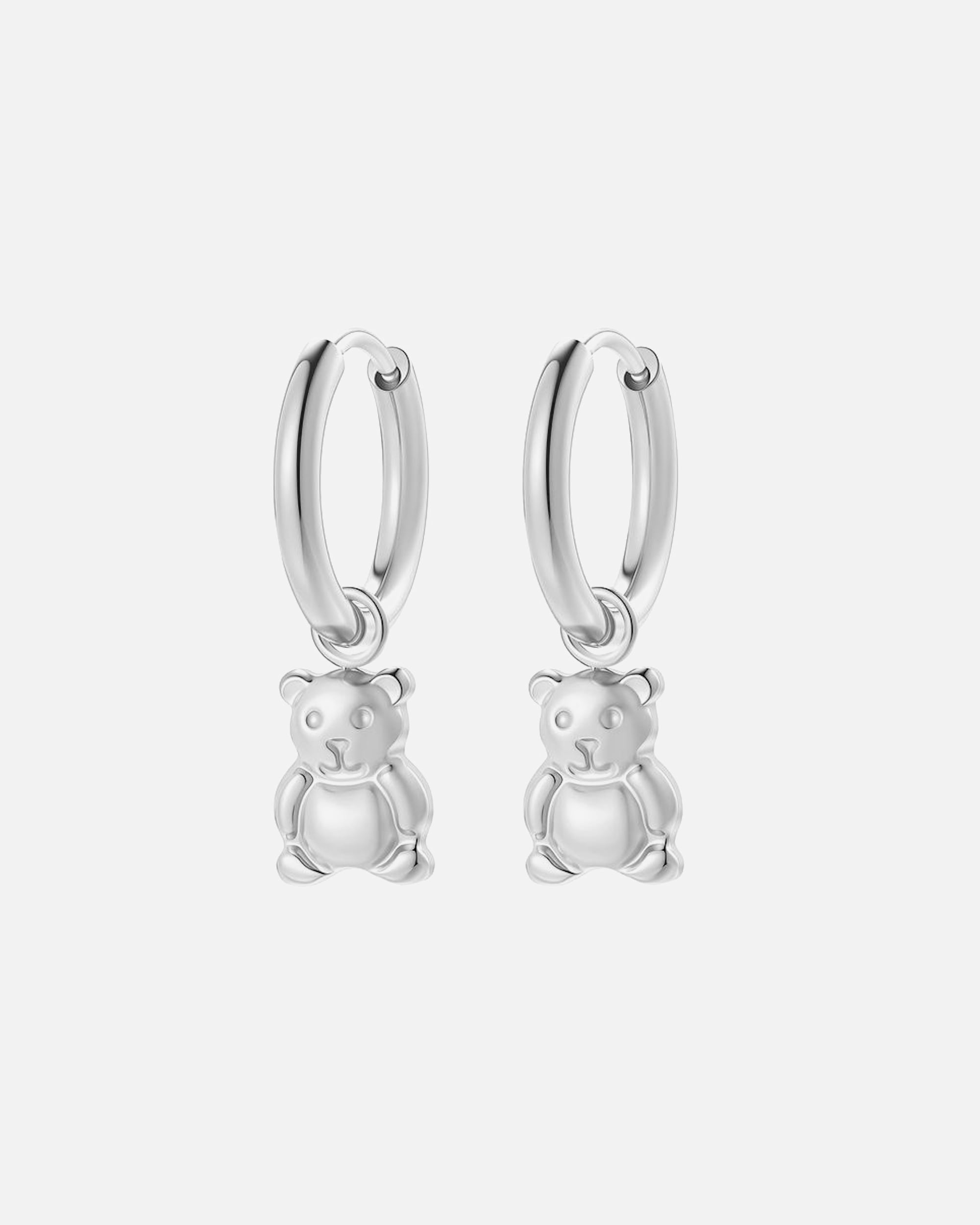 Ohrringe für Weiblich Hey Happiness Default Brand Line Teddy Creolen – Bärchen Ohrringe – Edelstahl, wasserfest Silber