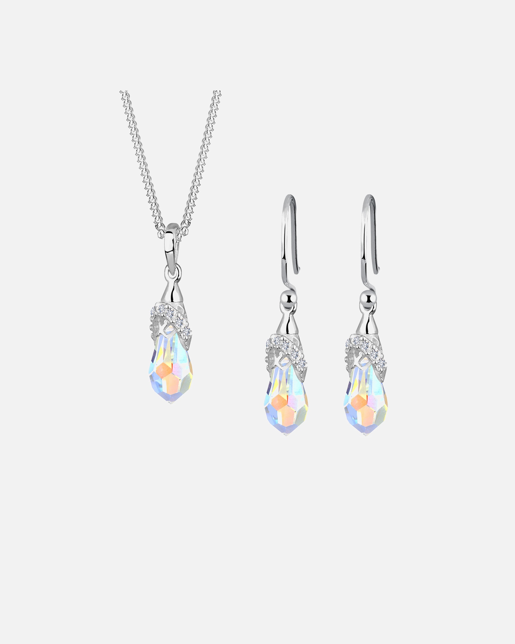Schmuckset für Weiblich Elli Tropfen Silber, mit Kristallen von Swarovski® Weiß