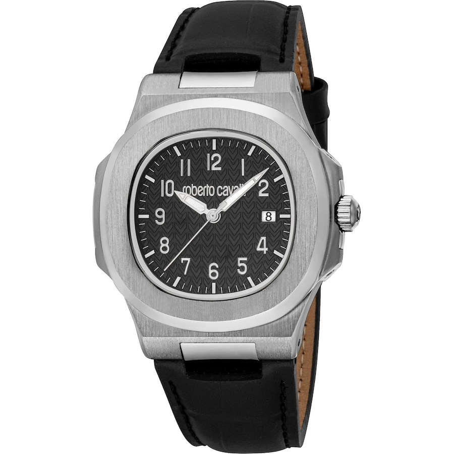 Roberto Cavalli Herrenuhr Edelstahl schwarz, silber Herren