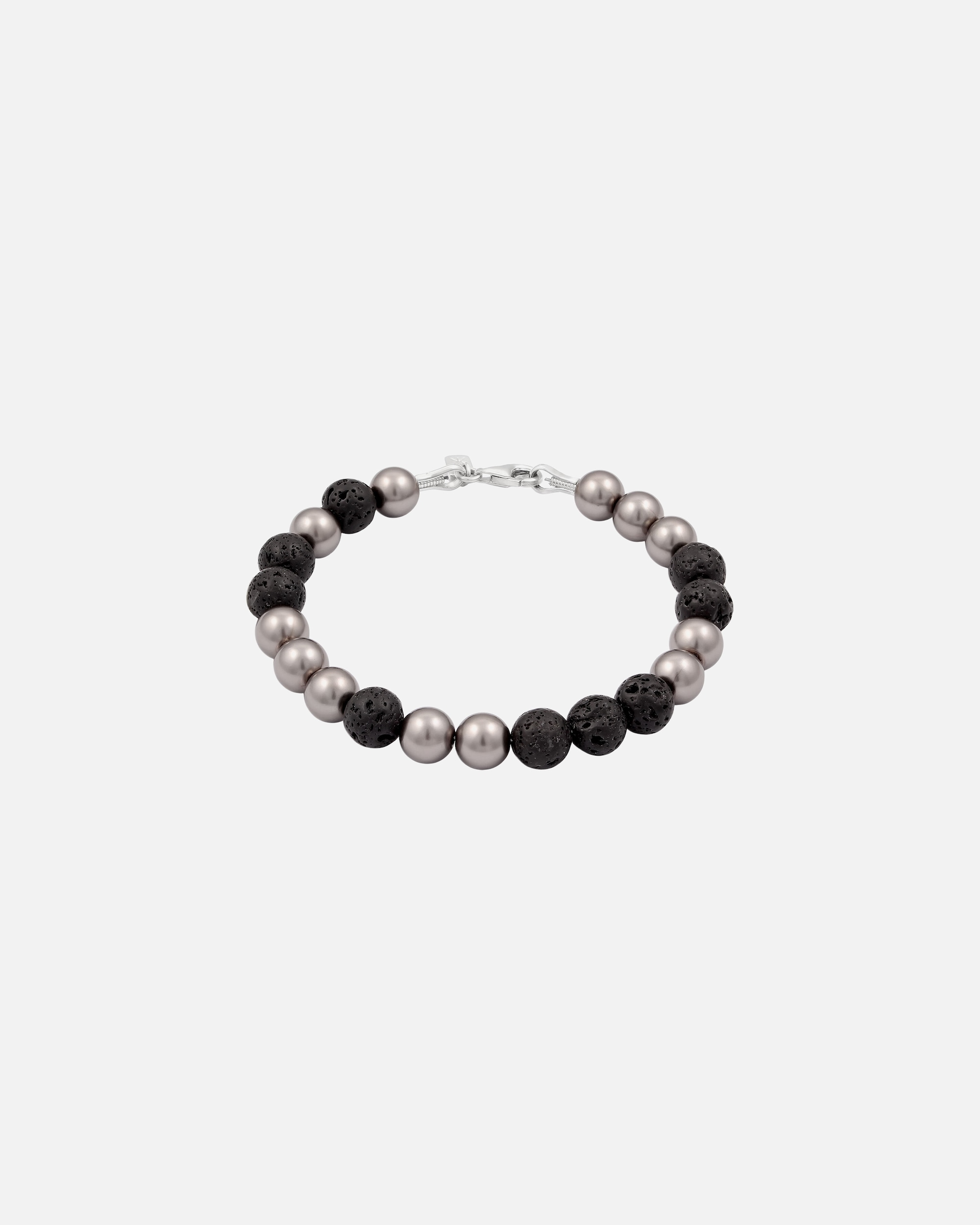 Armband für Weiblich KUZZOI Lava Perlen von Swarovski® Grau 925 Sterling Silber 19