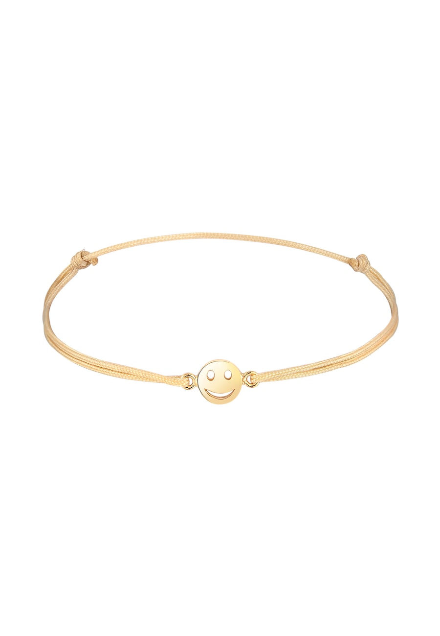 Elli Smile Face Textil 925 Silber vergoldet Beige Damen