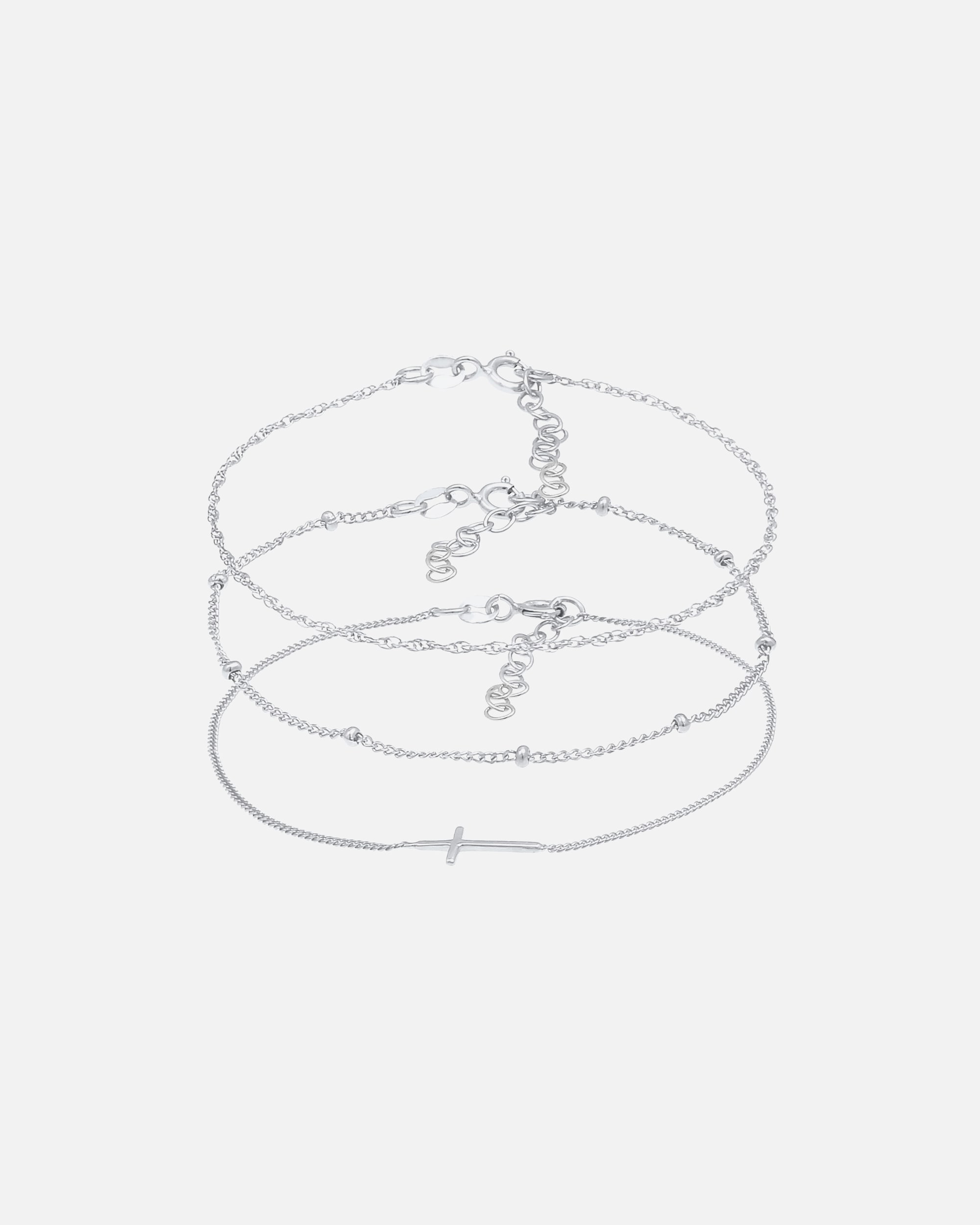 Armband für Weiblich Elli Gedreht Kugel Kreuz Design 3er Set 925 Silber silberfarben