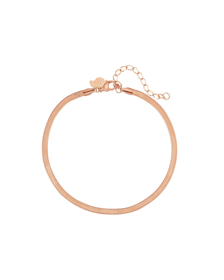 Hey Happiness Flache Fußkette Schlangen, aus Edelstahl Rosegold Damen