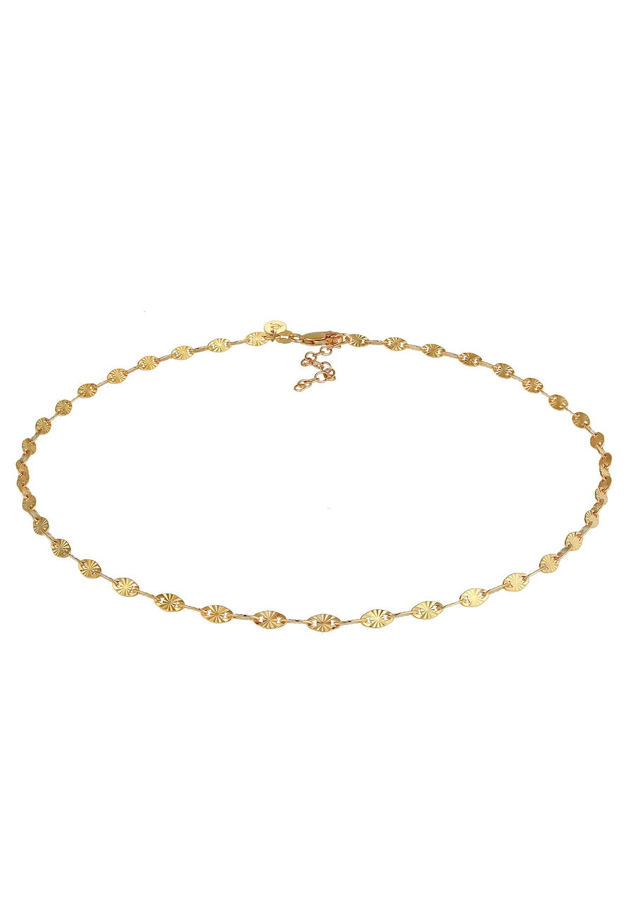 Elli PREMIUM Choker Plättchen Vintage Stern Look 925 Silber goldfarben Damen