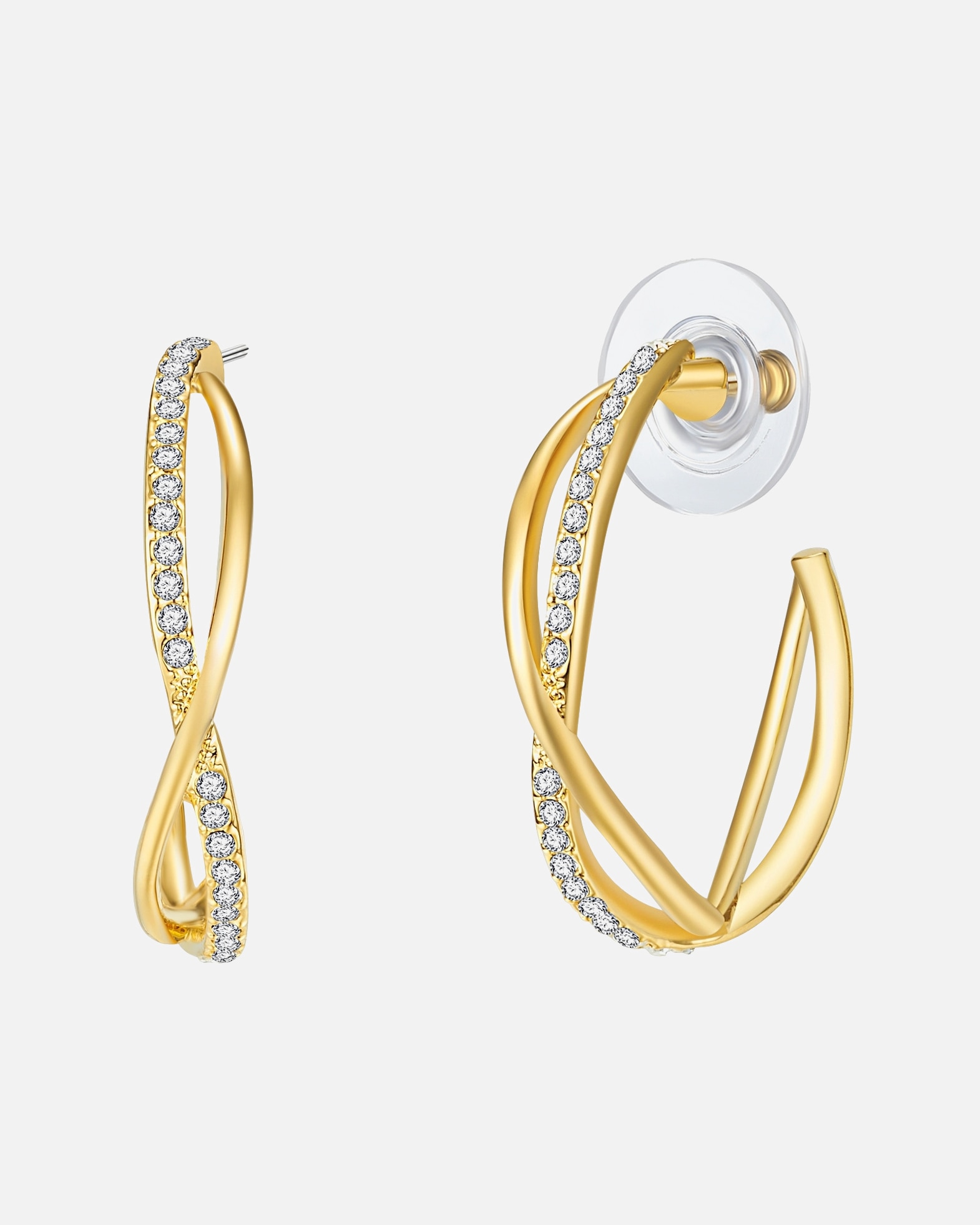 Creolen für Weiblich Lulu & Jane Creolen Metall-Legierung Glas in Gelbgold Gold