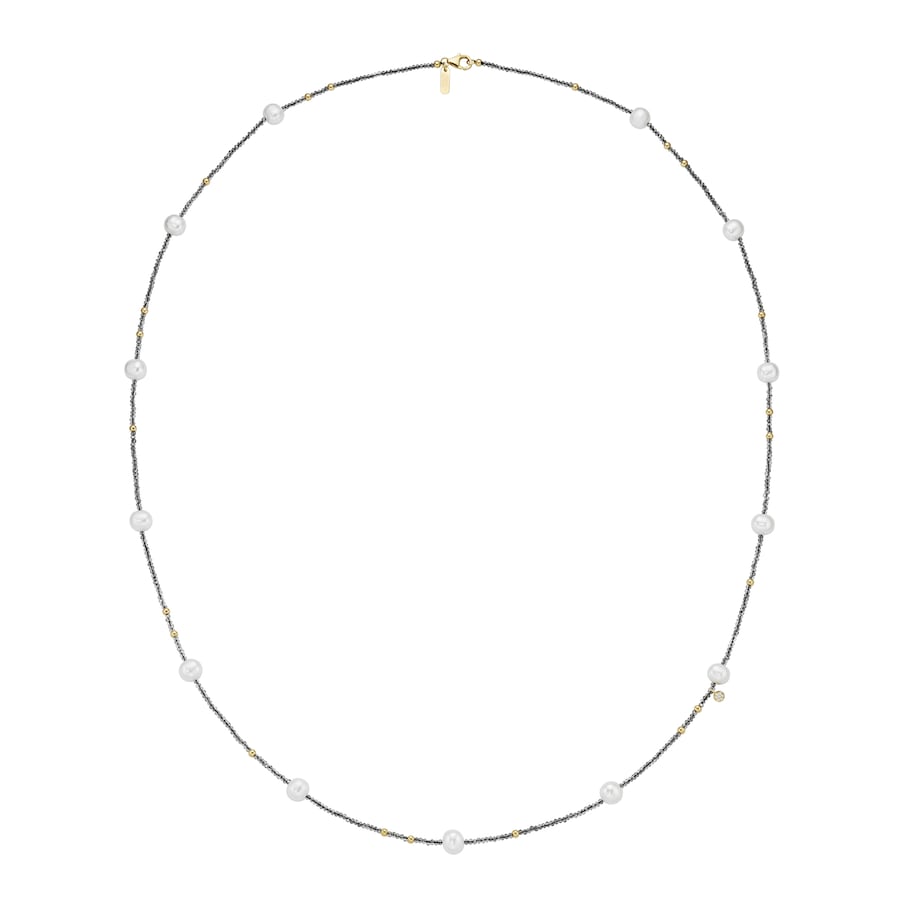 Giorgio Martello Milano Collier mit Süßwasser-Perlen und Ziersteinen, Silber 925 Gold