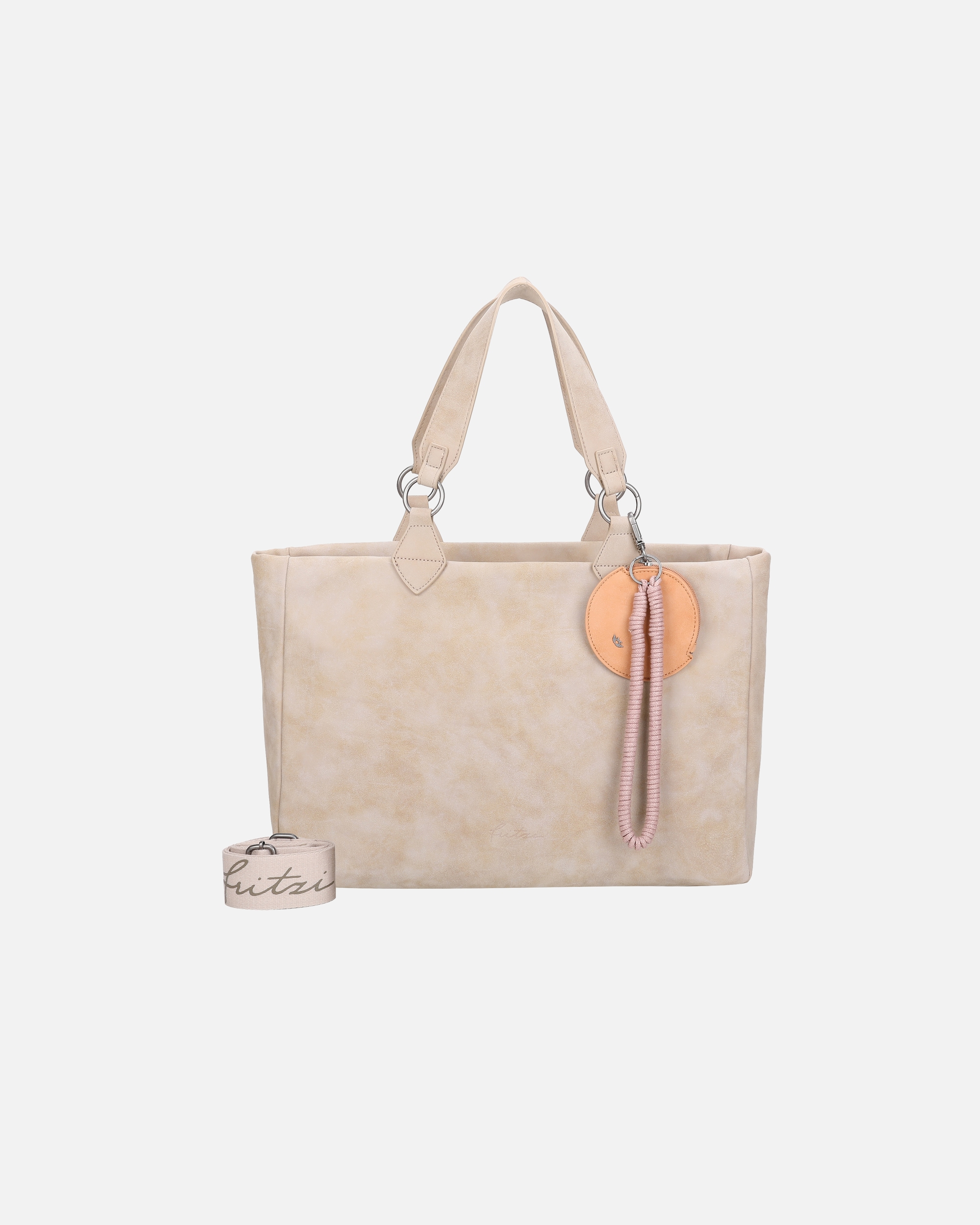 Tasche für Weiblich Fritzi aus Preußen Shopper Izzy Vintage mit Taschen-Anhänger und Schlüsselschlange braun