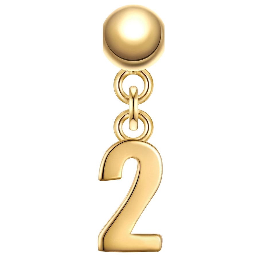 Glanzstücke München Charm Ziffer 2 aus Sterling Silber in Gelbdold 15,4 mm Damen