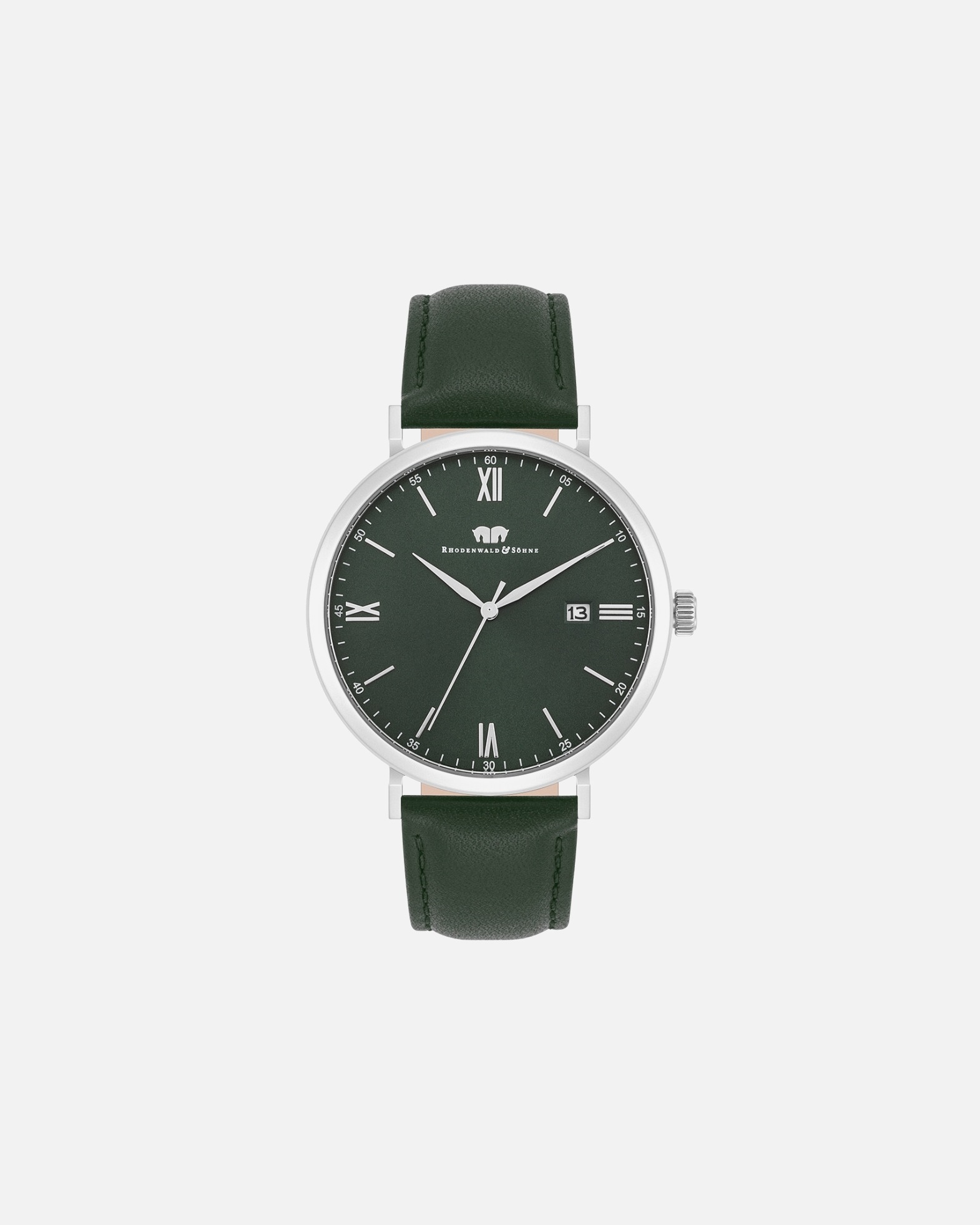 Uhr für Männlich Rhodenwald & Söhne Armband-Uhr Adelsmann aus Echtleder in silber 205,0 mm