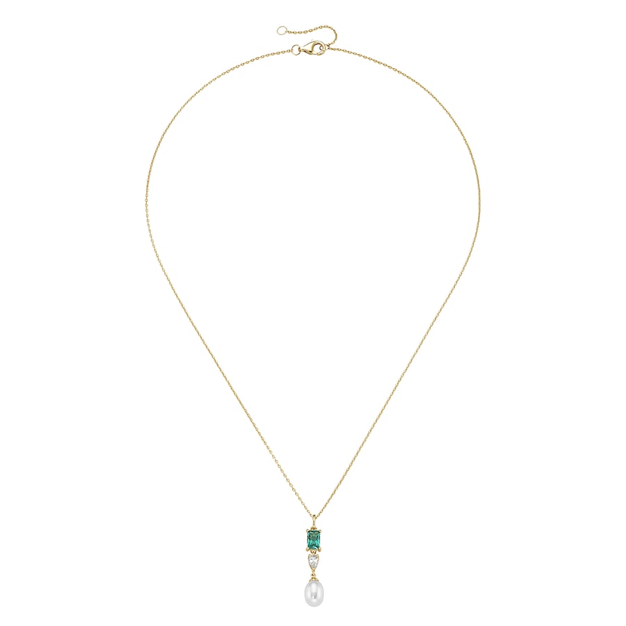 Smart Jewel Kette mit edlen Steinen und Süßwasser-Perle, Silber 925 45 cm Gold