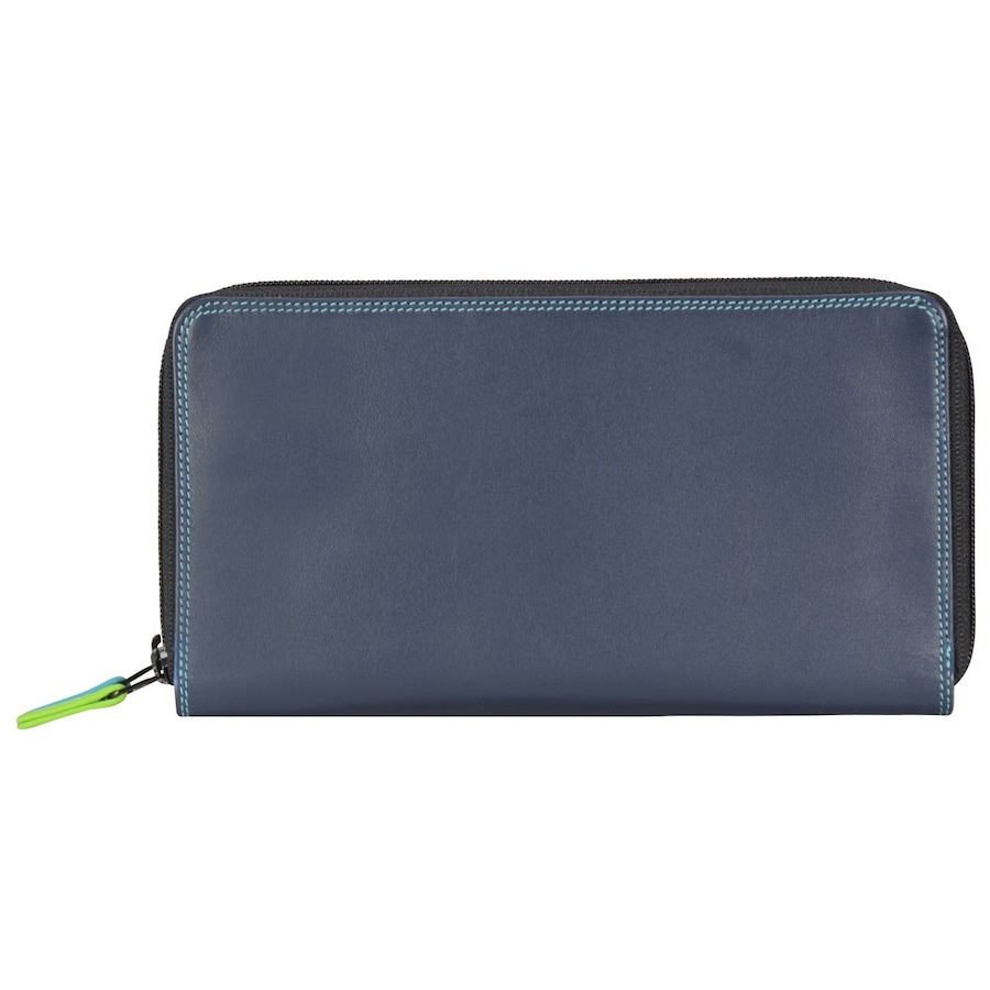 Mywalit Large Double Zip Around Purse Geldbörse Leder 18 cm black/pace Grau Damen